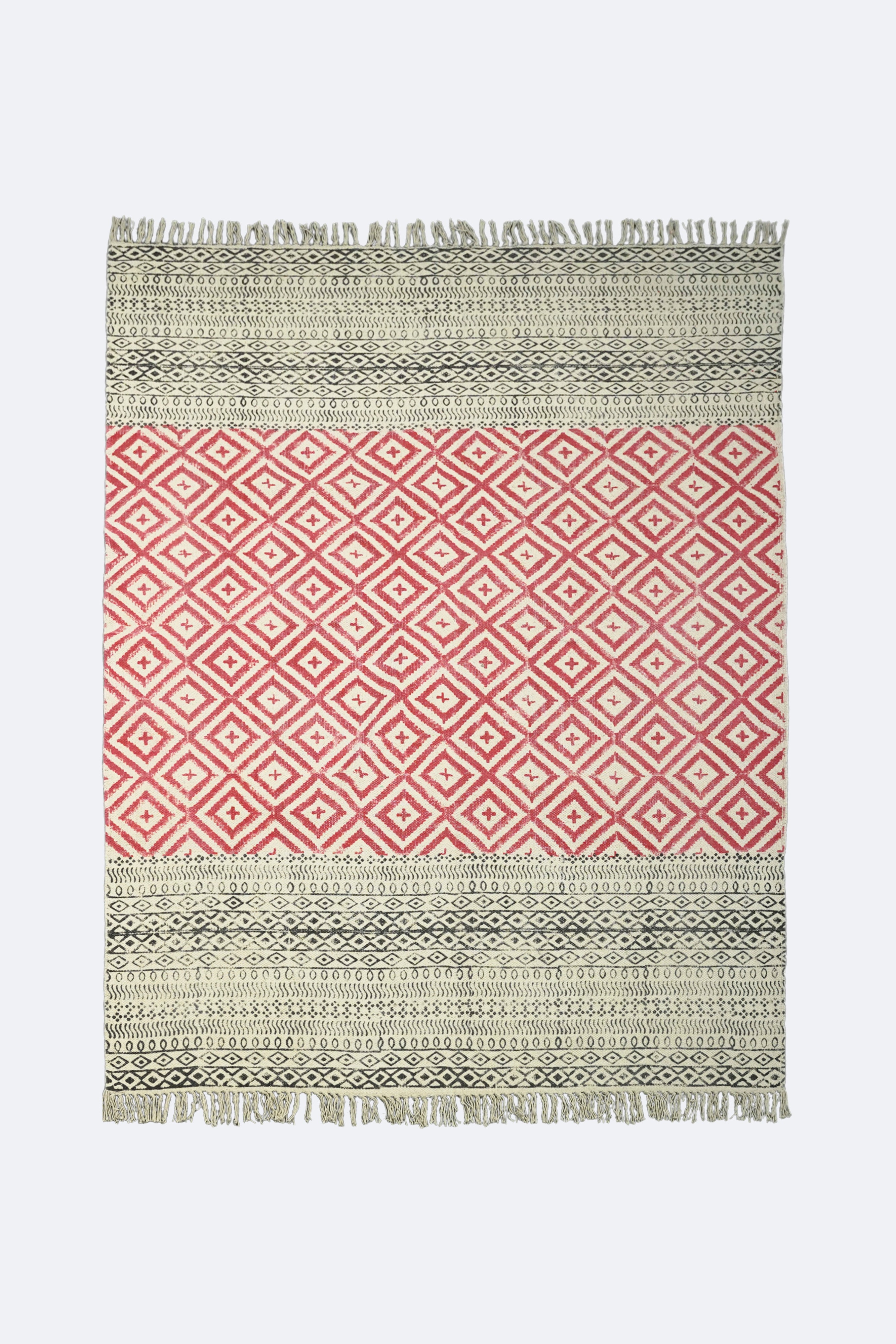 Crimson Diamond Handblock Rug