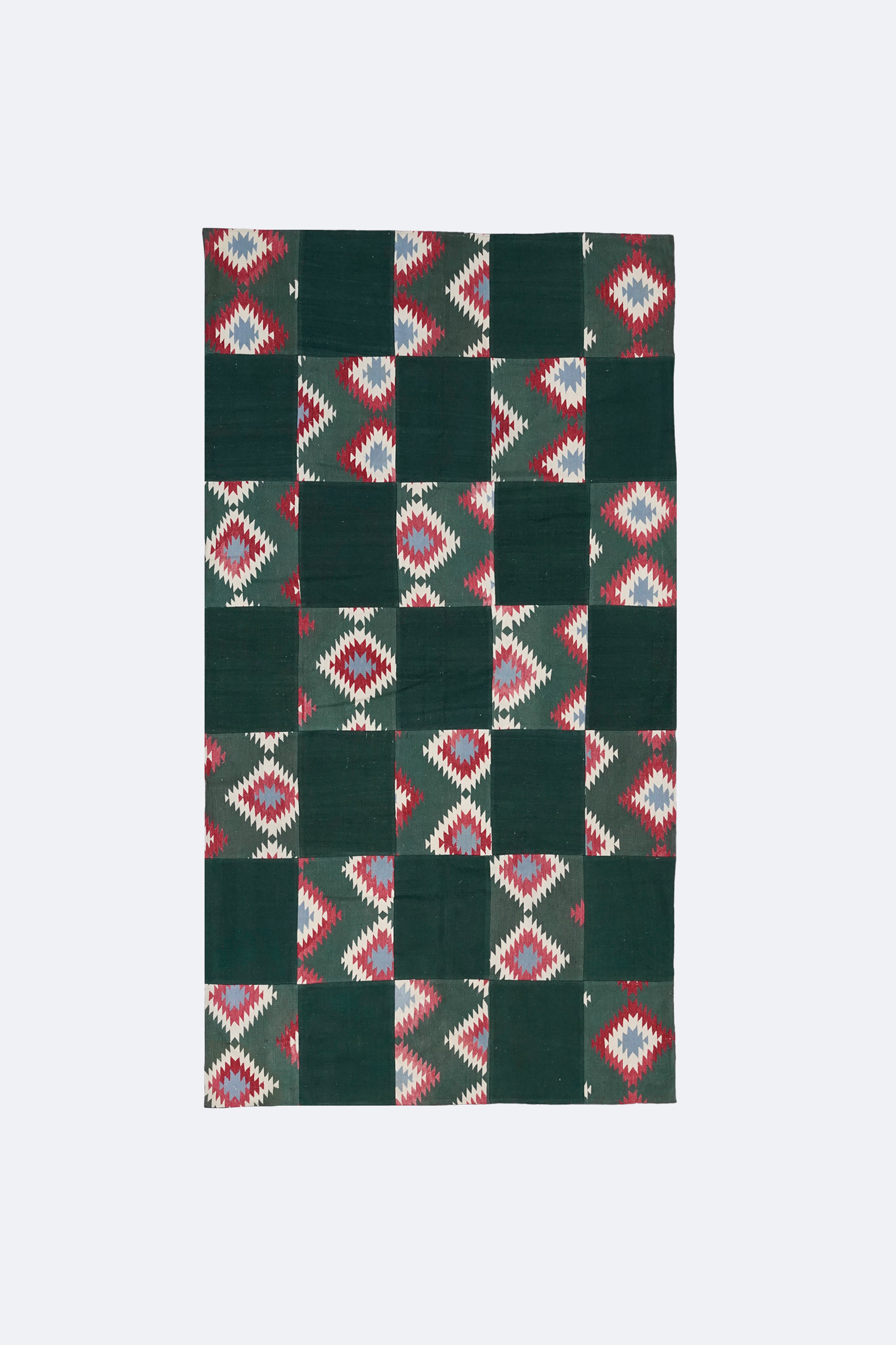 Black and Red Floral Medallion Patchwork Rug