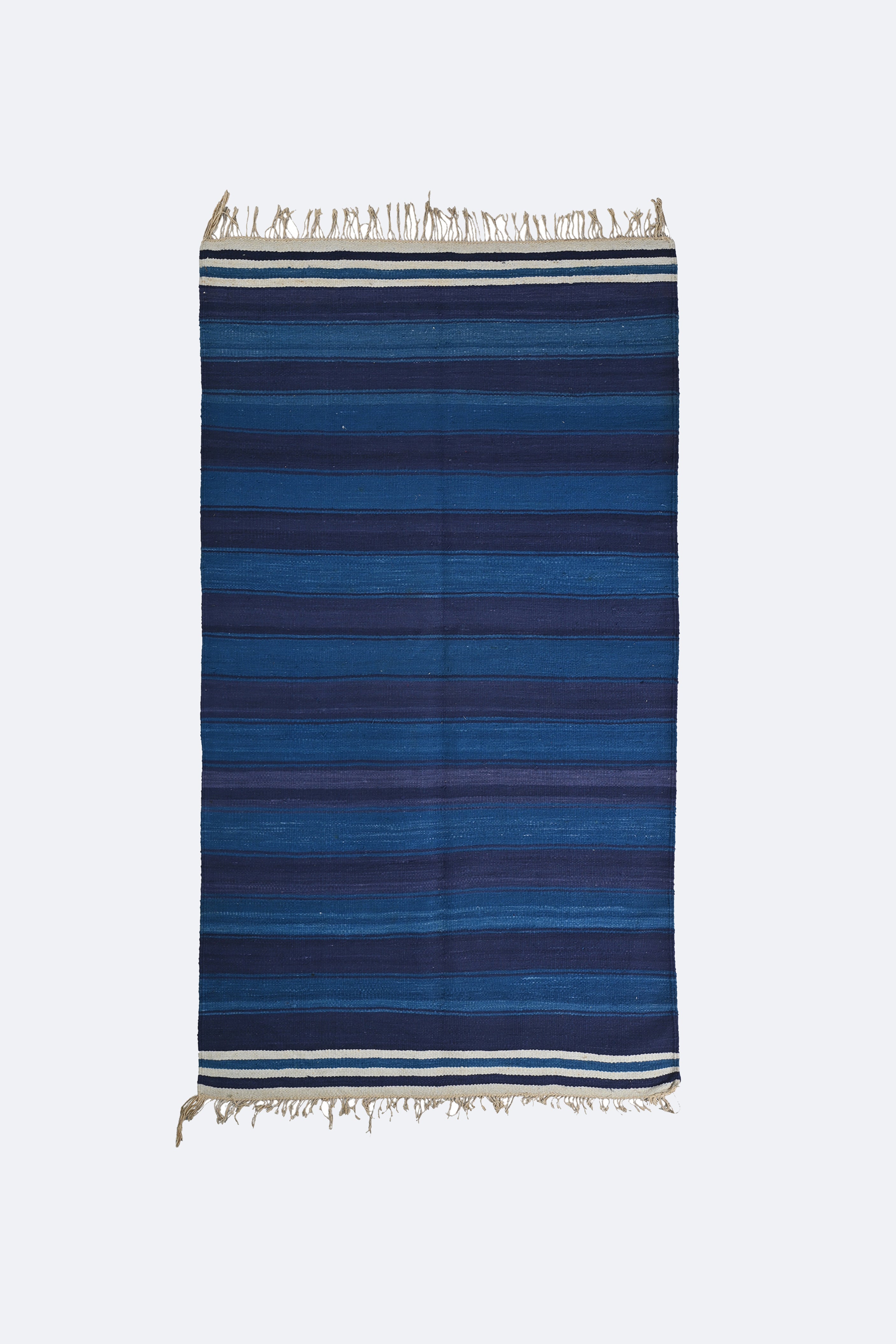 Deep Indigo Striped Punjabi Dhurrie