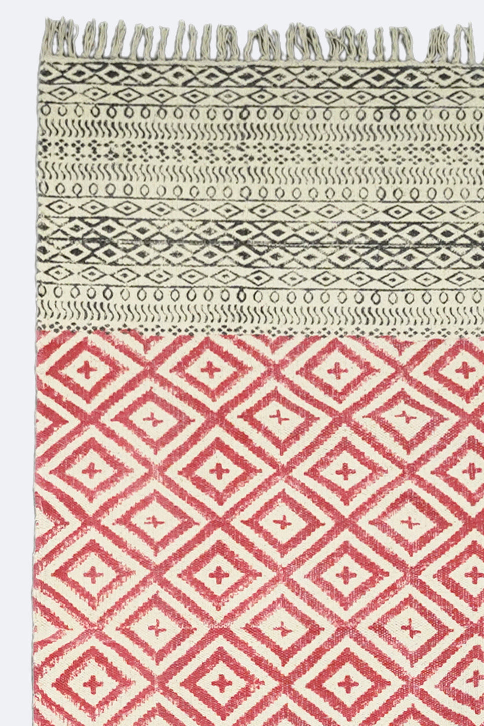 Crimson Diamond Handblock Rug