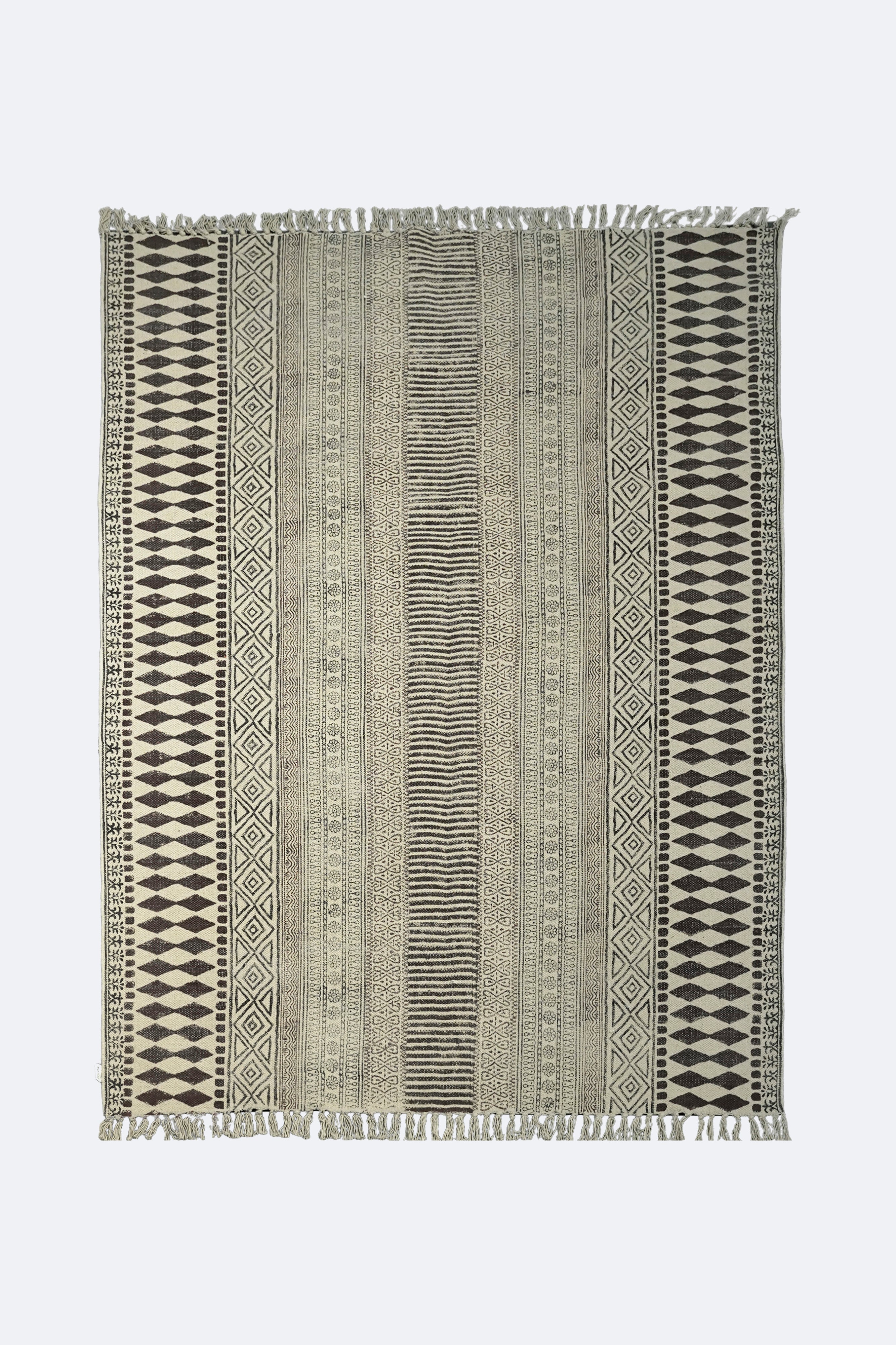 Indus Diamond-Stripe Printed Jute Rug
