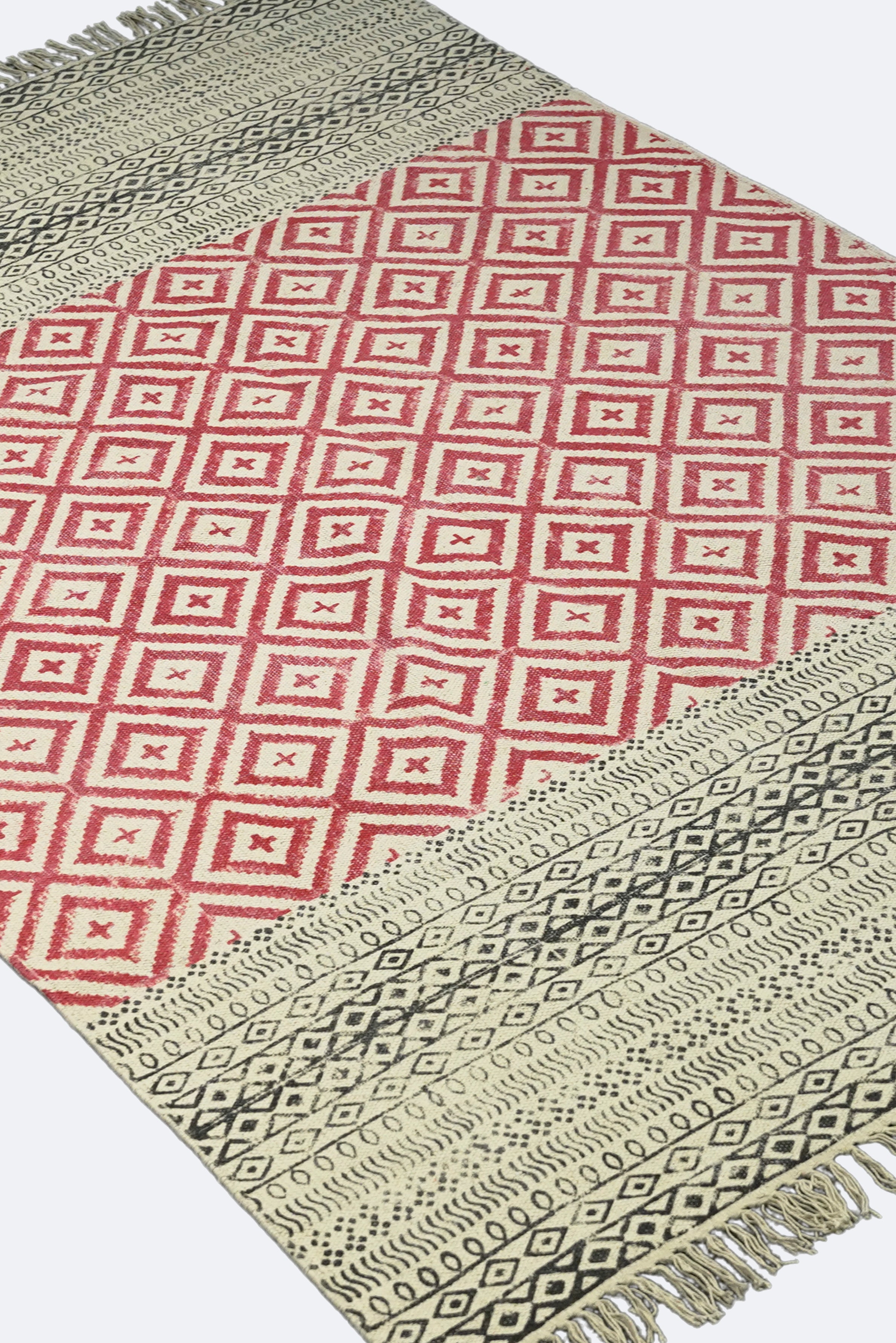 Crimson Diamond Handblock Rug