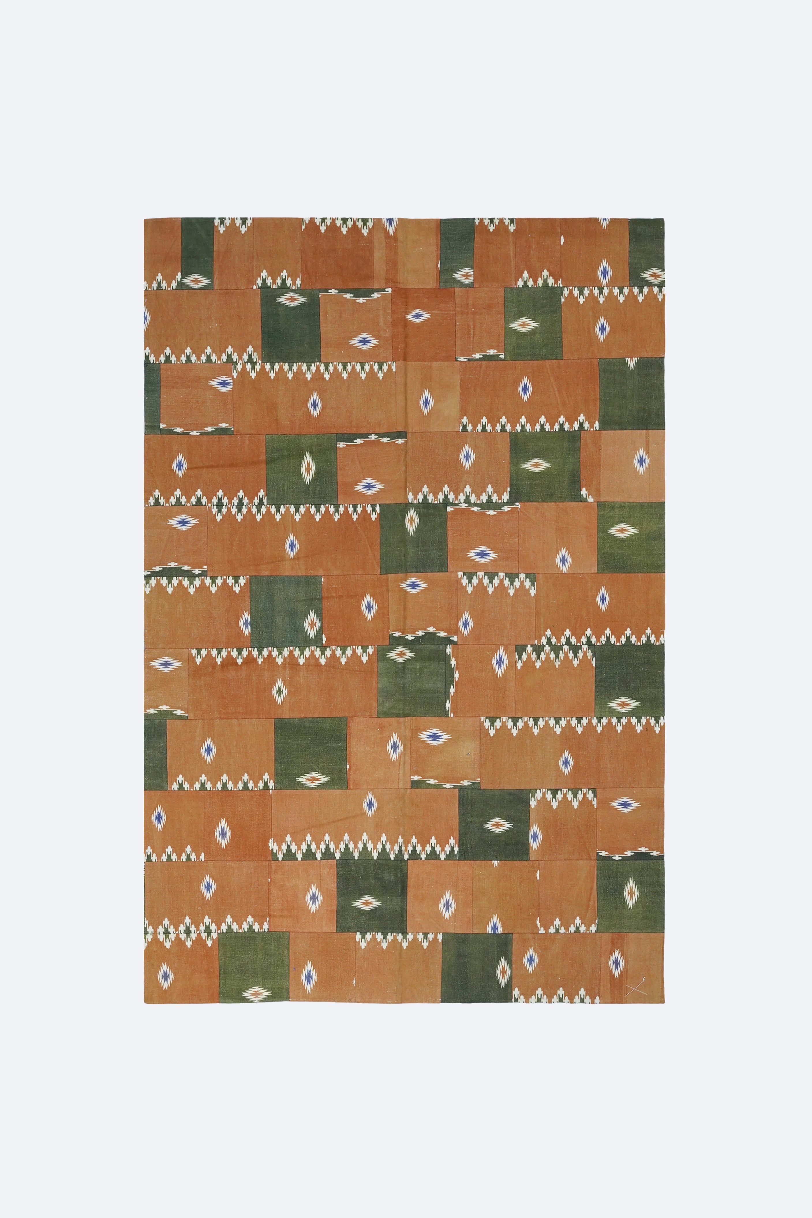 Traditional Patterned Tan Patchwork Rug