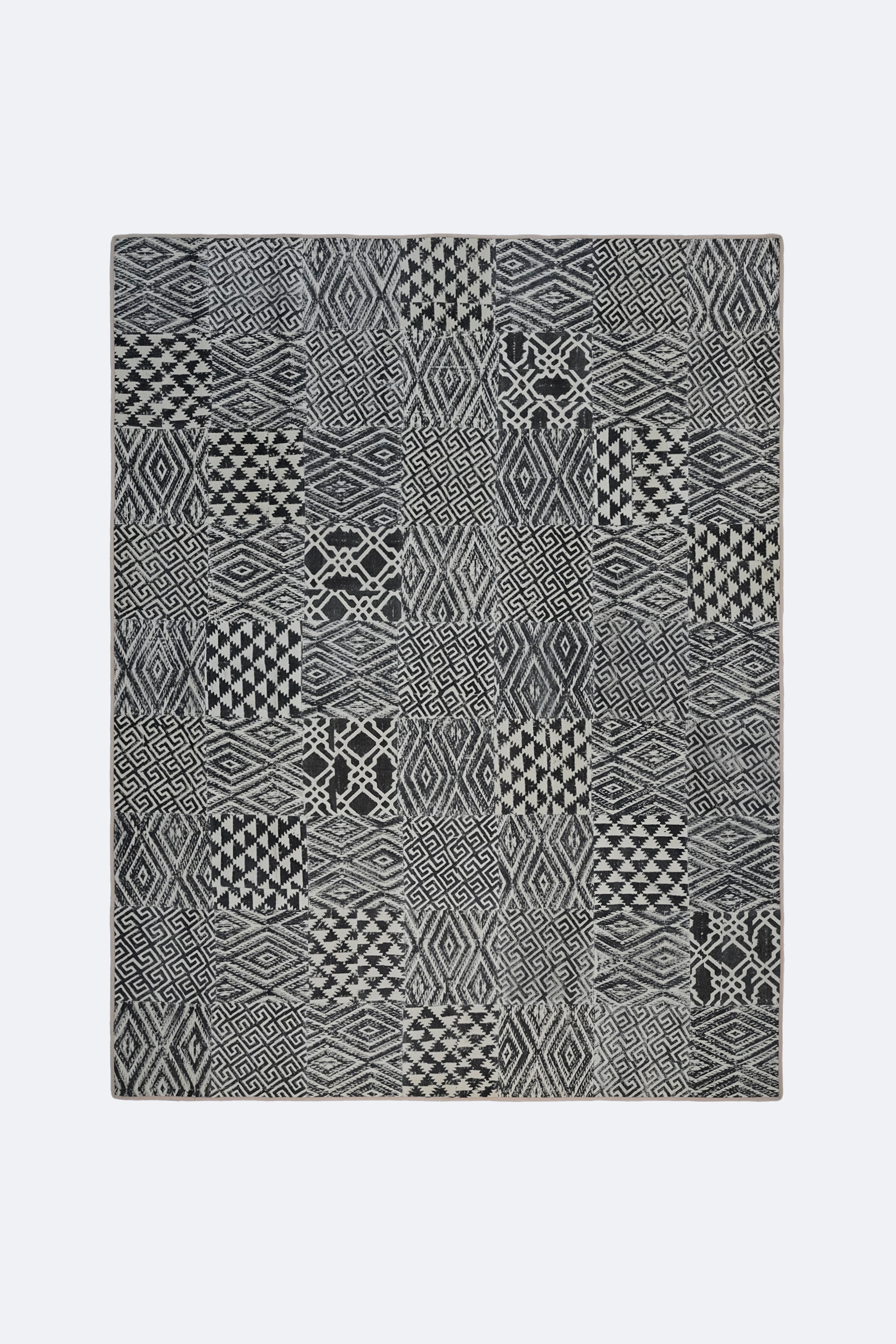 Contemporary Geometric Patchwork Rug