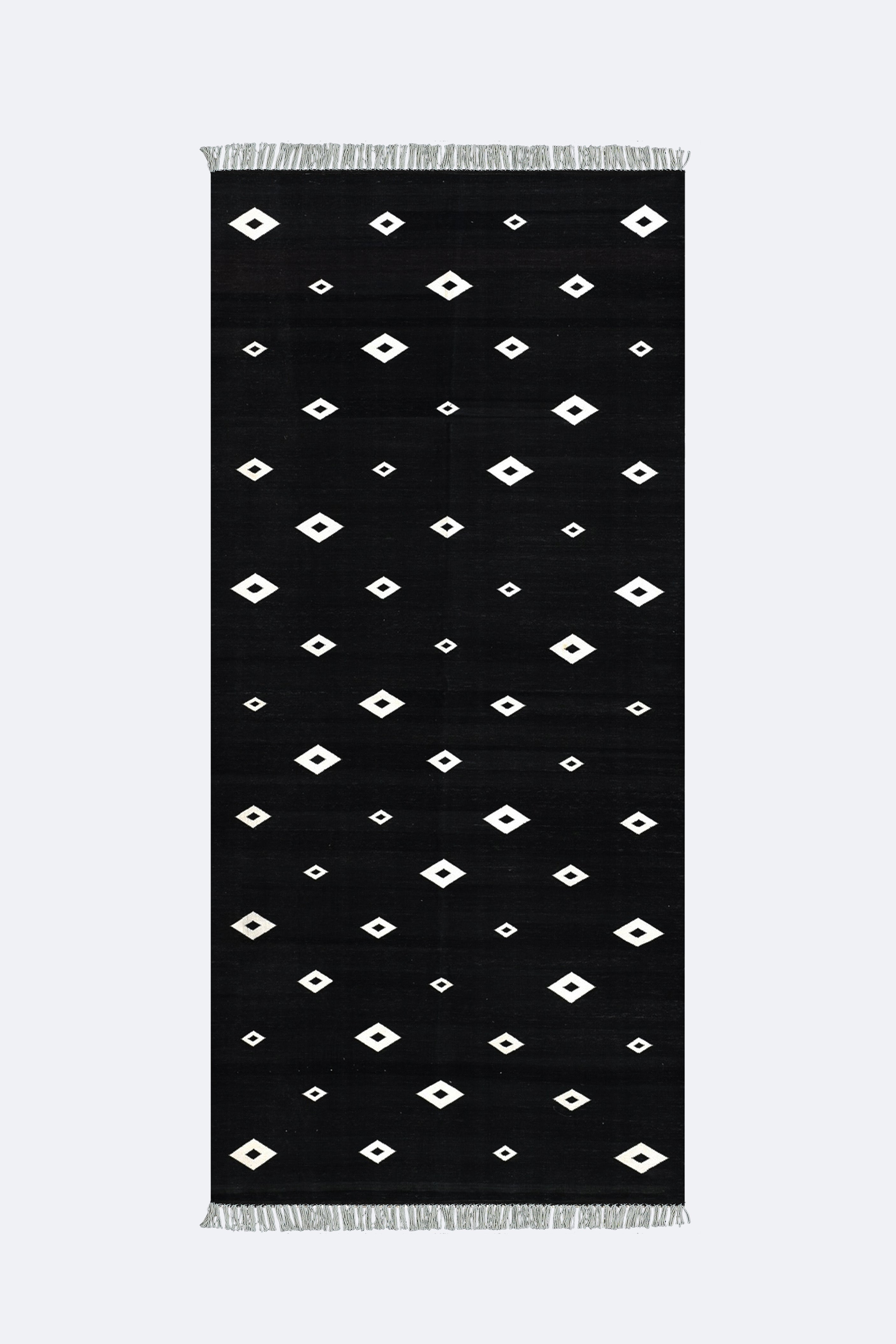 Monochrome Diamond Handwoven Cotton Runner