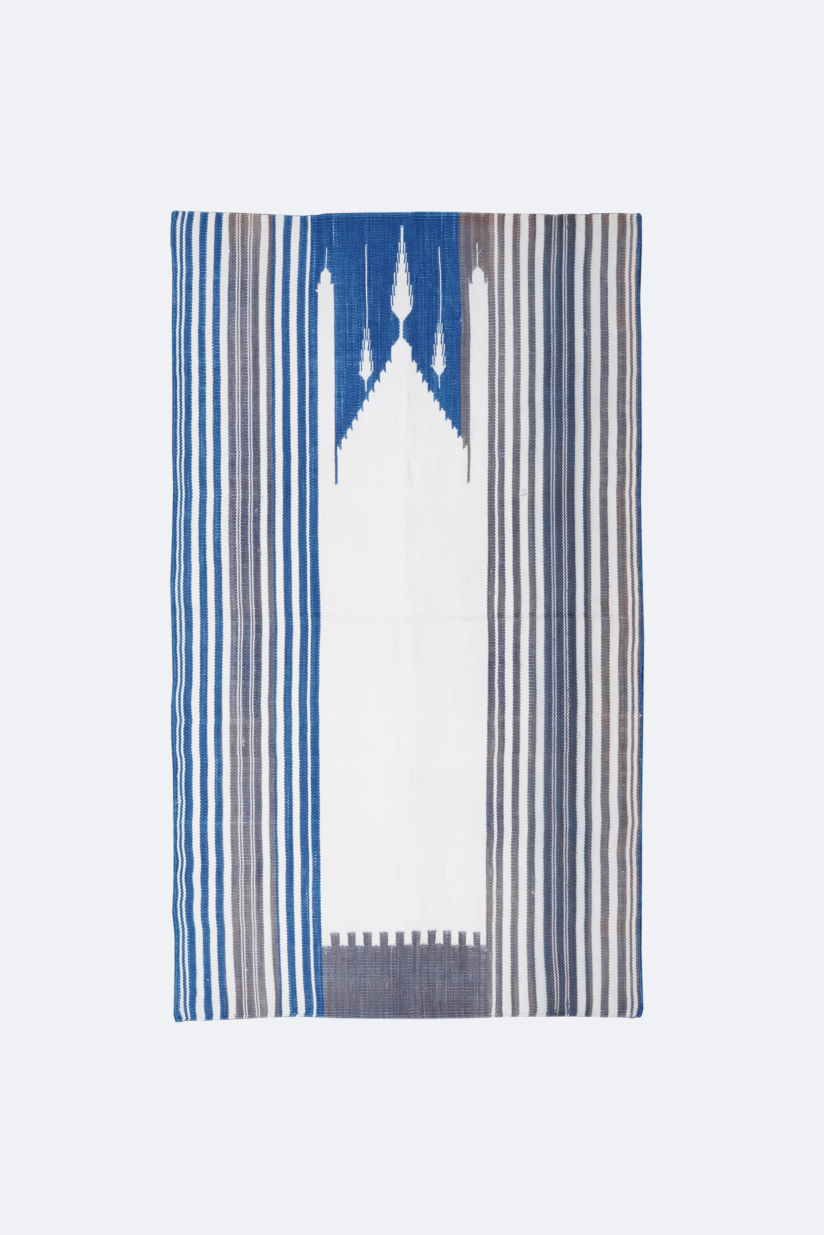 Azure Cotton Handwoven Muslim Prayer Rug