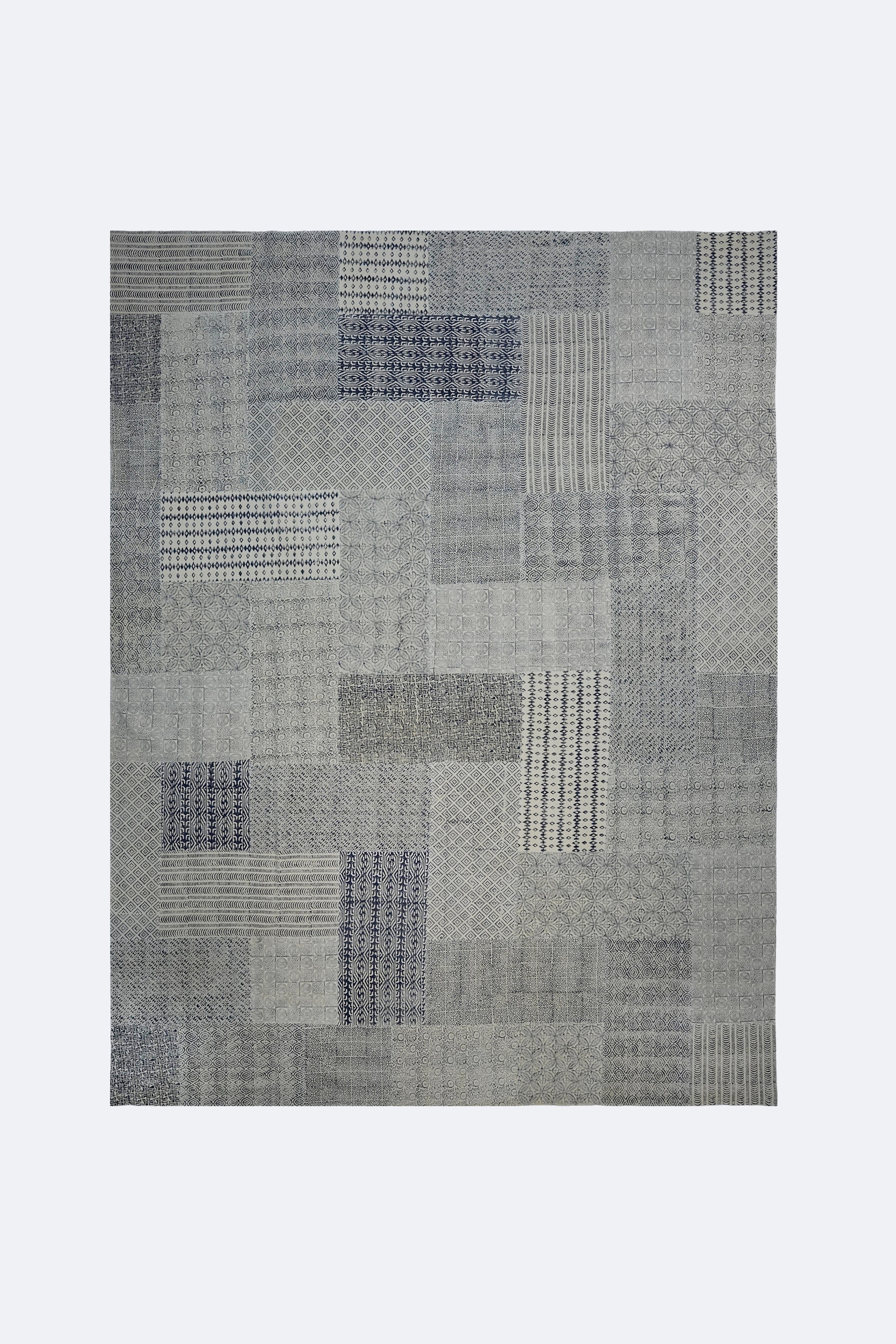 Indigo Mosaic Handmade Cotton Patchwork Rug