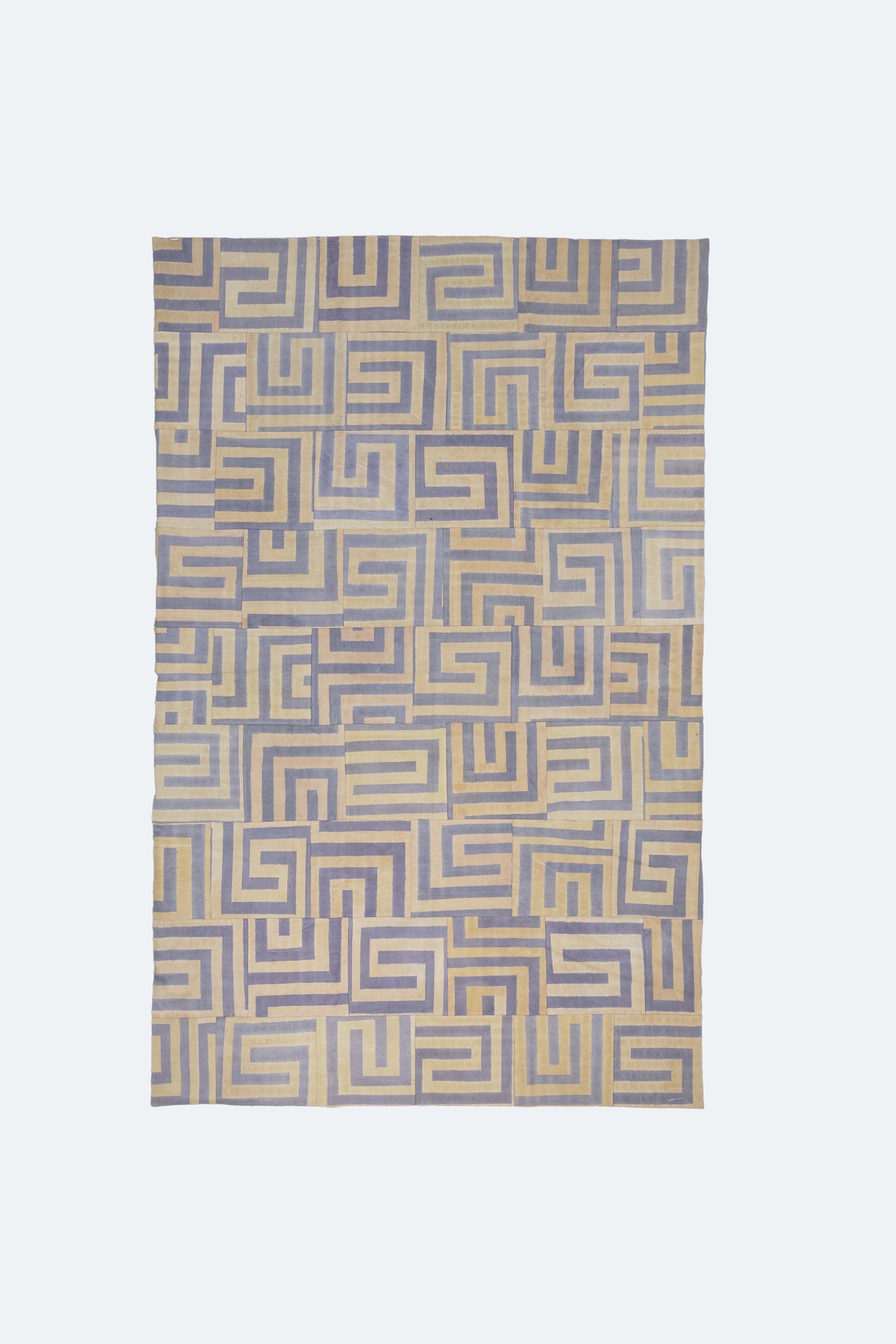 Distressed Geometric Vintage Look Patchwork Rug