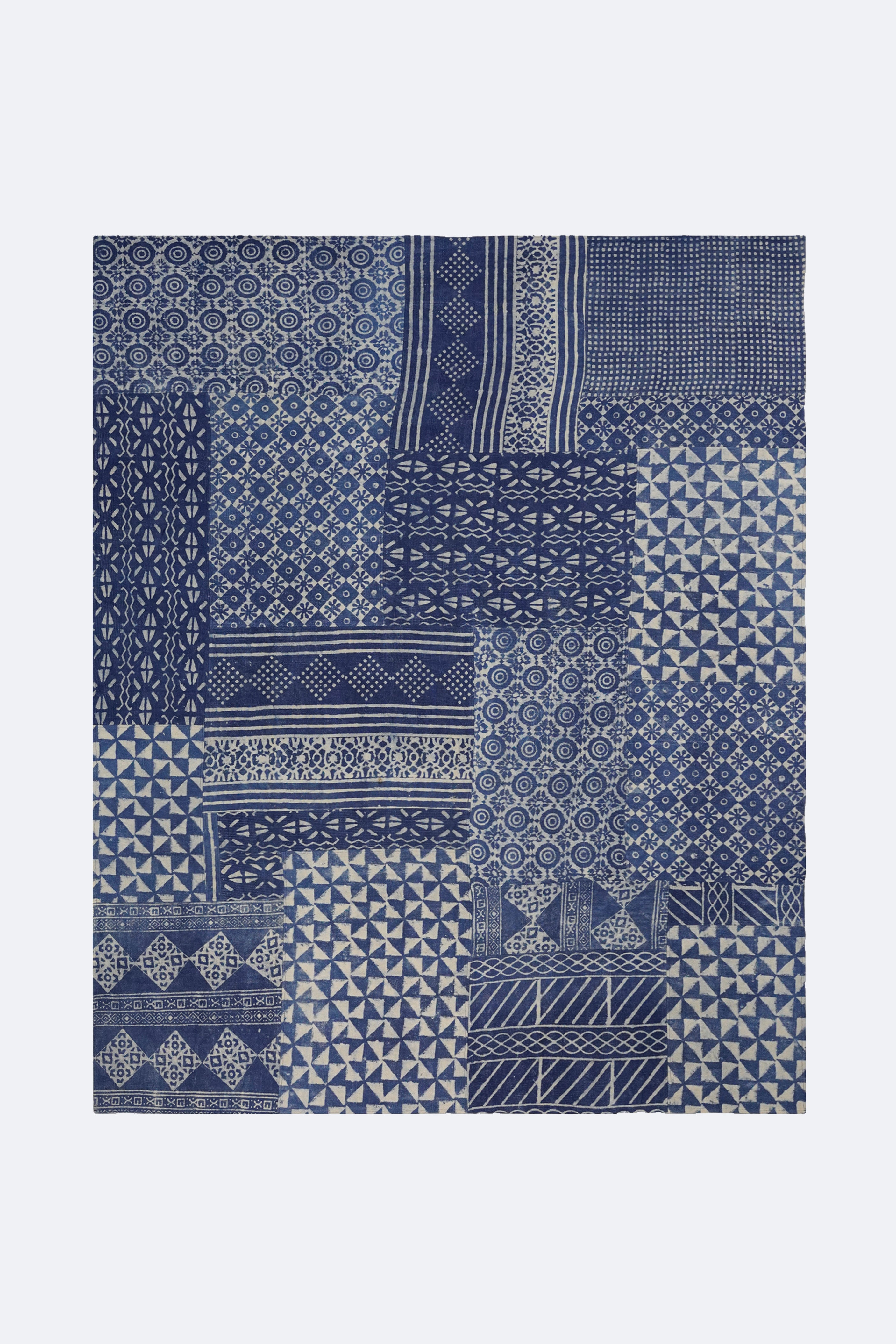 Block Printed Cotton Patchwork Rug