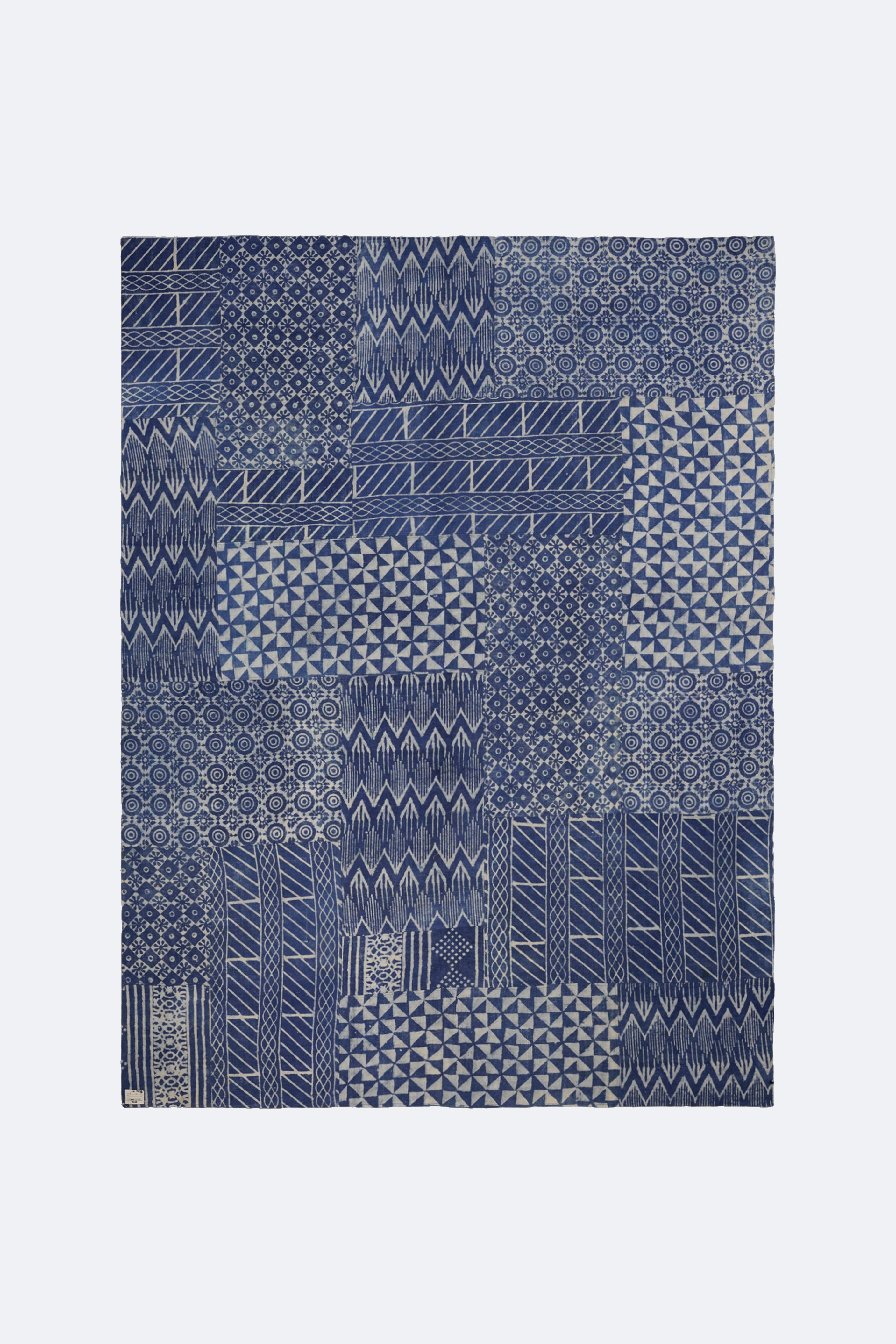 Indigo Geometry Patchwork Rug