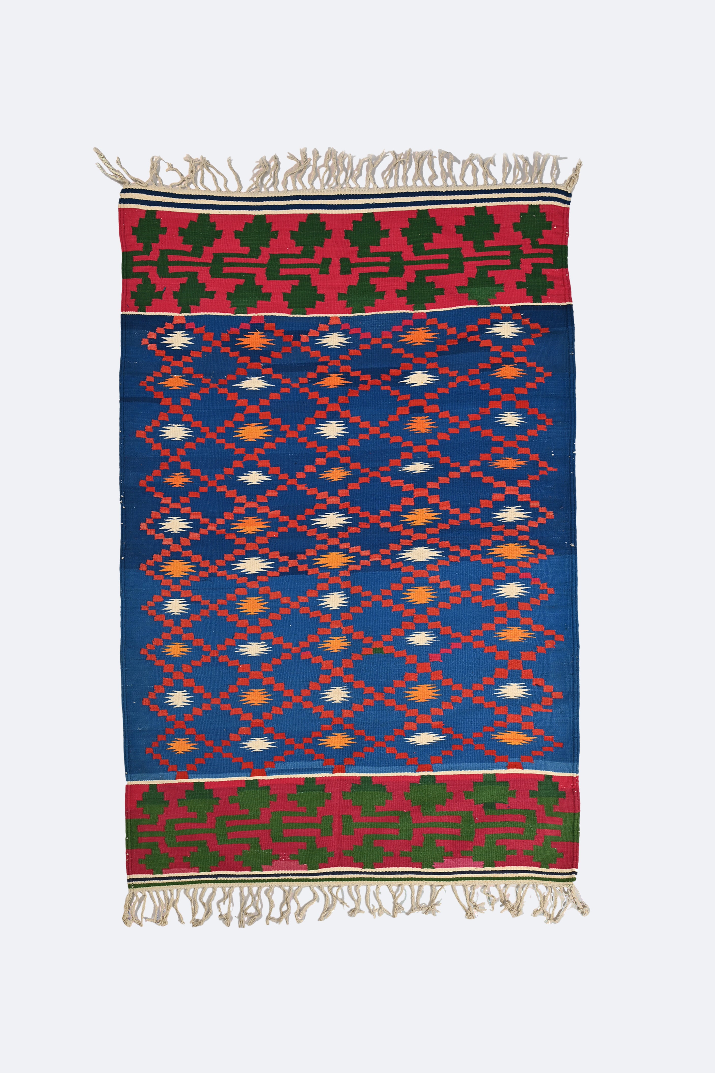 Blue Reversible Handmade Punjabi Dhurrie