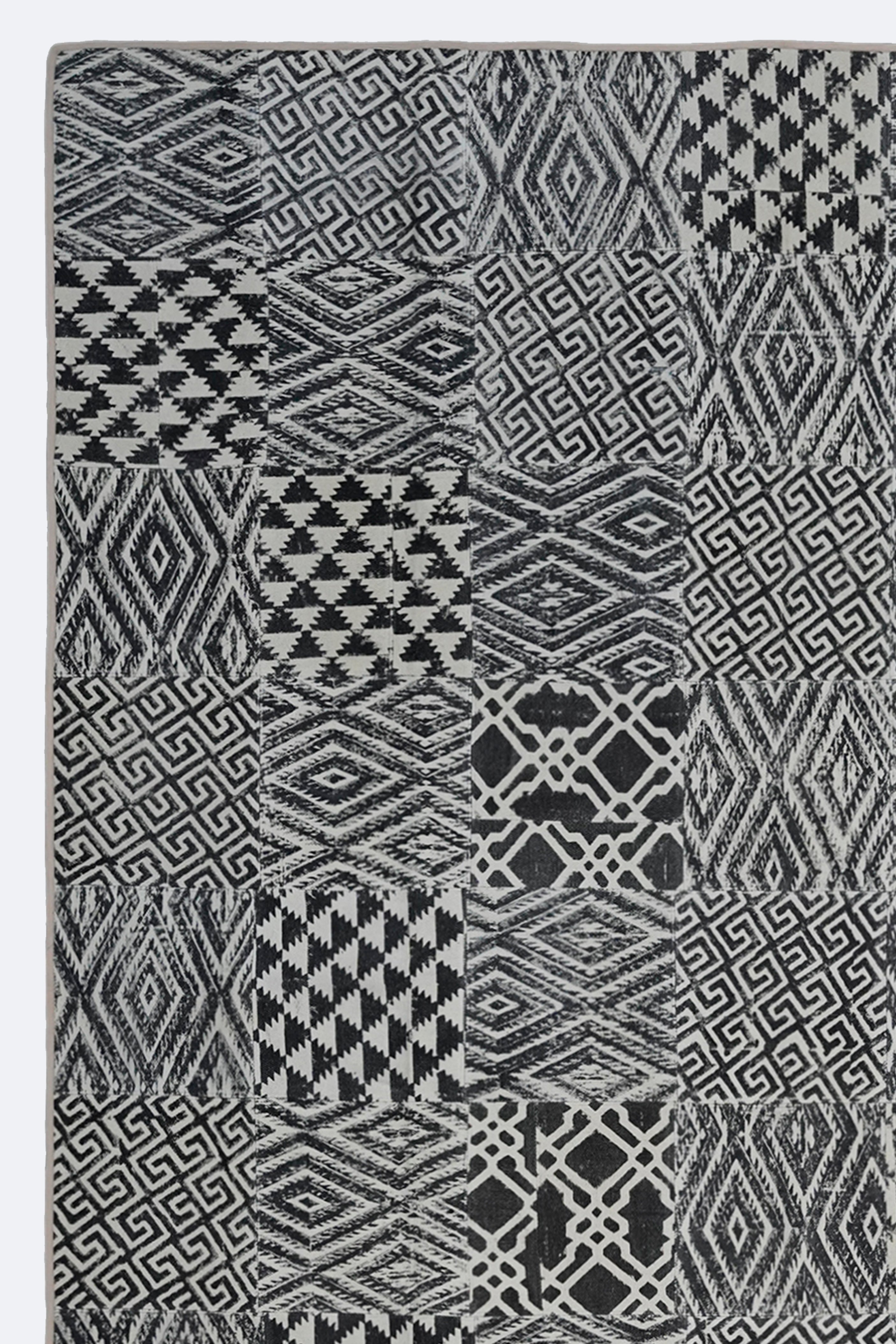 Contemporary Geometric Patchwork Rug