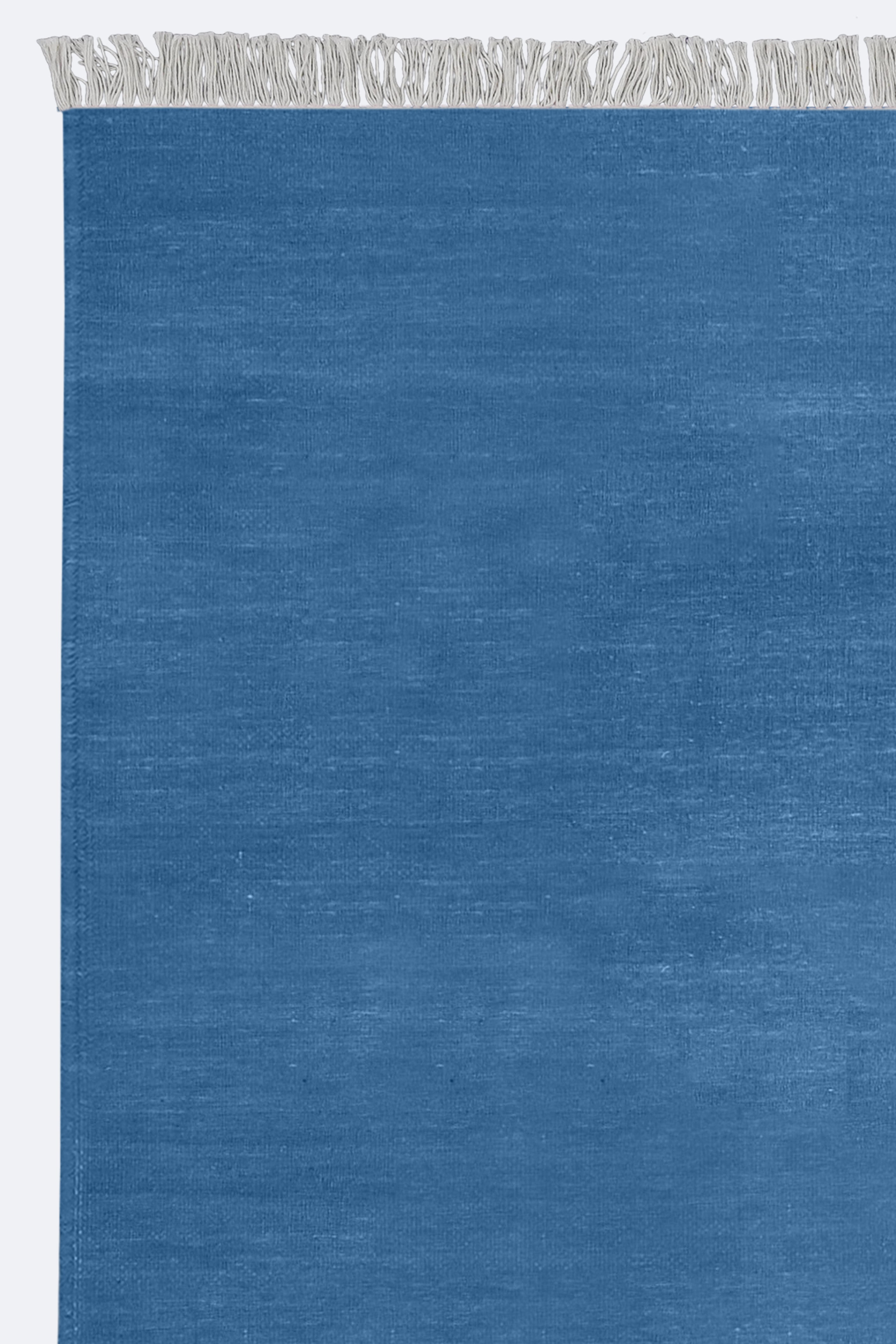 Solid Sapphire Blue Handwoven Reversible Wool Rug