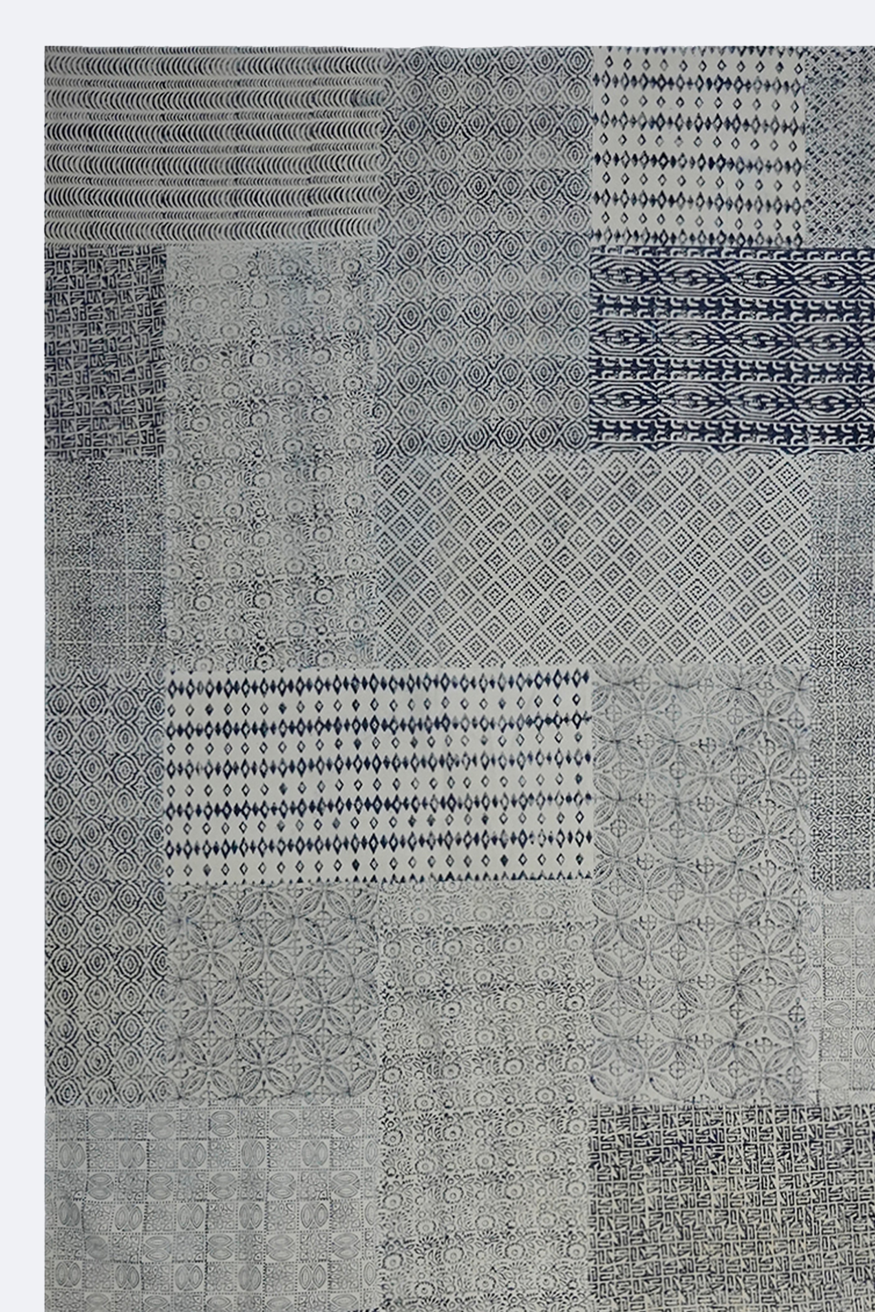 Indigo Mosaic Handmade Cotton Patchwork Rug