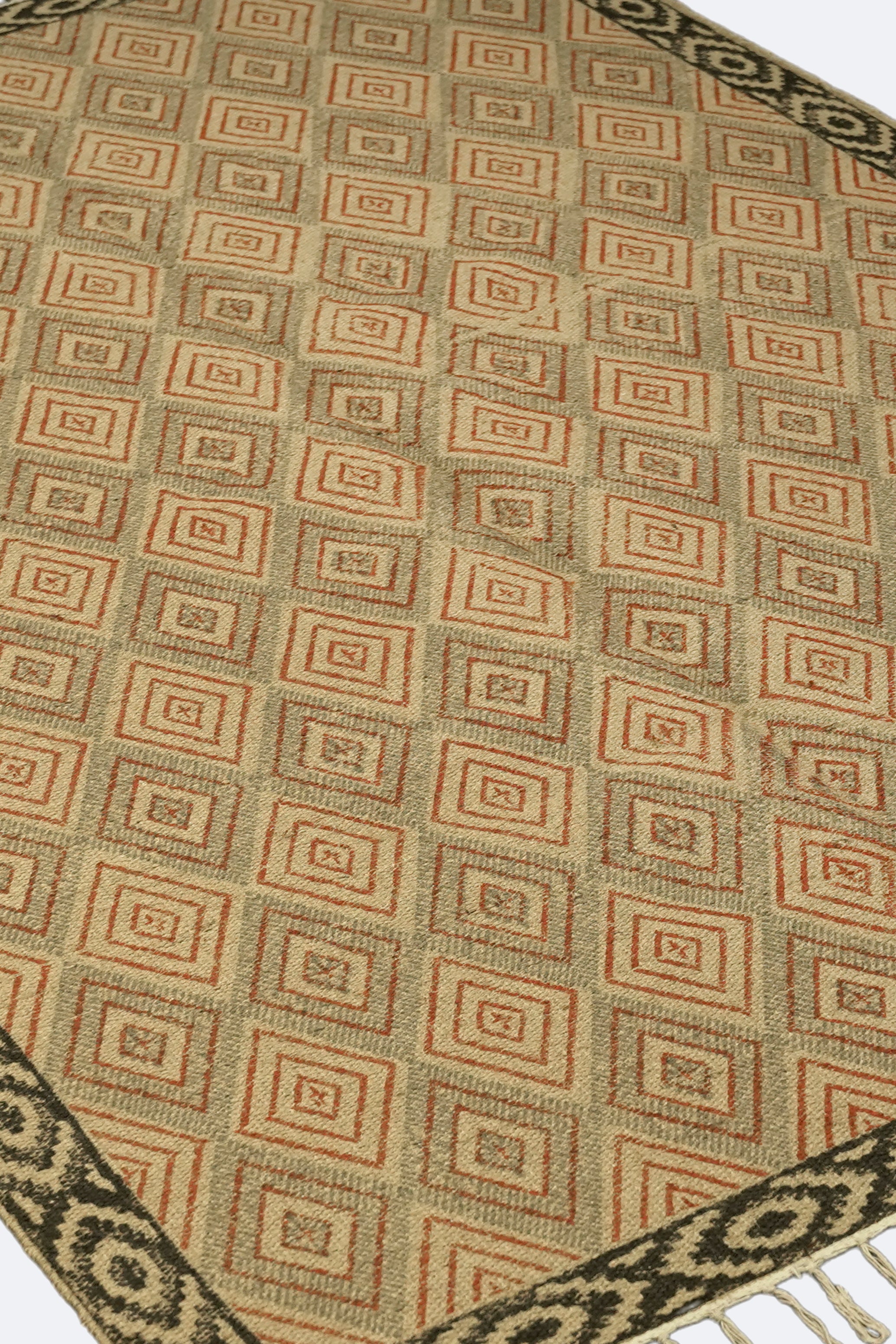 Diamond Block-Printed Jute Rug