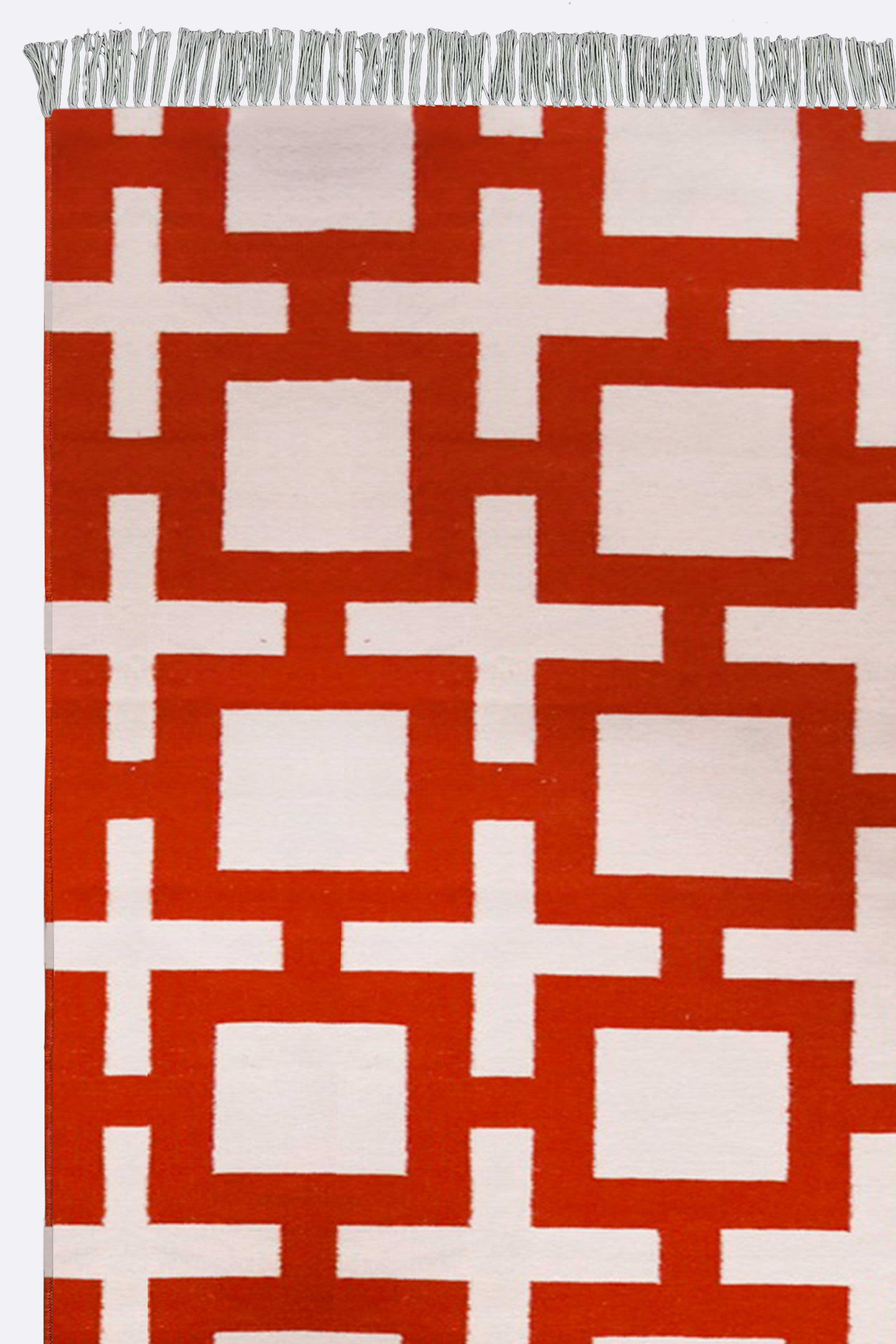 Rust Grid Handwoven Cotton Runner