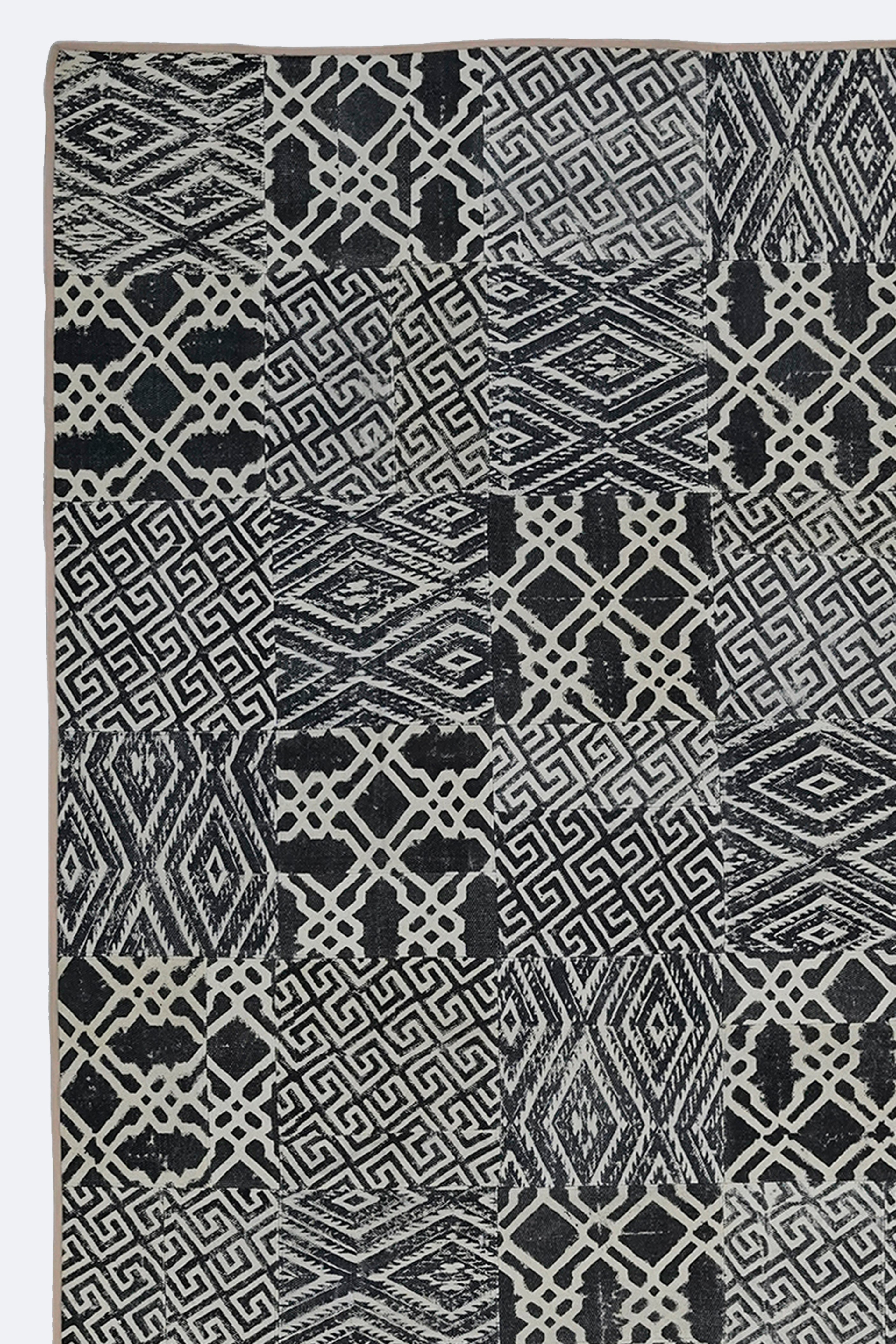 Monochrome Mosaic Handmade Patchwork Rug