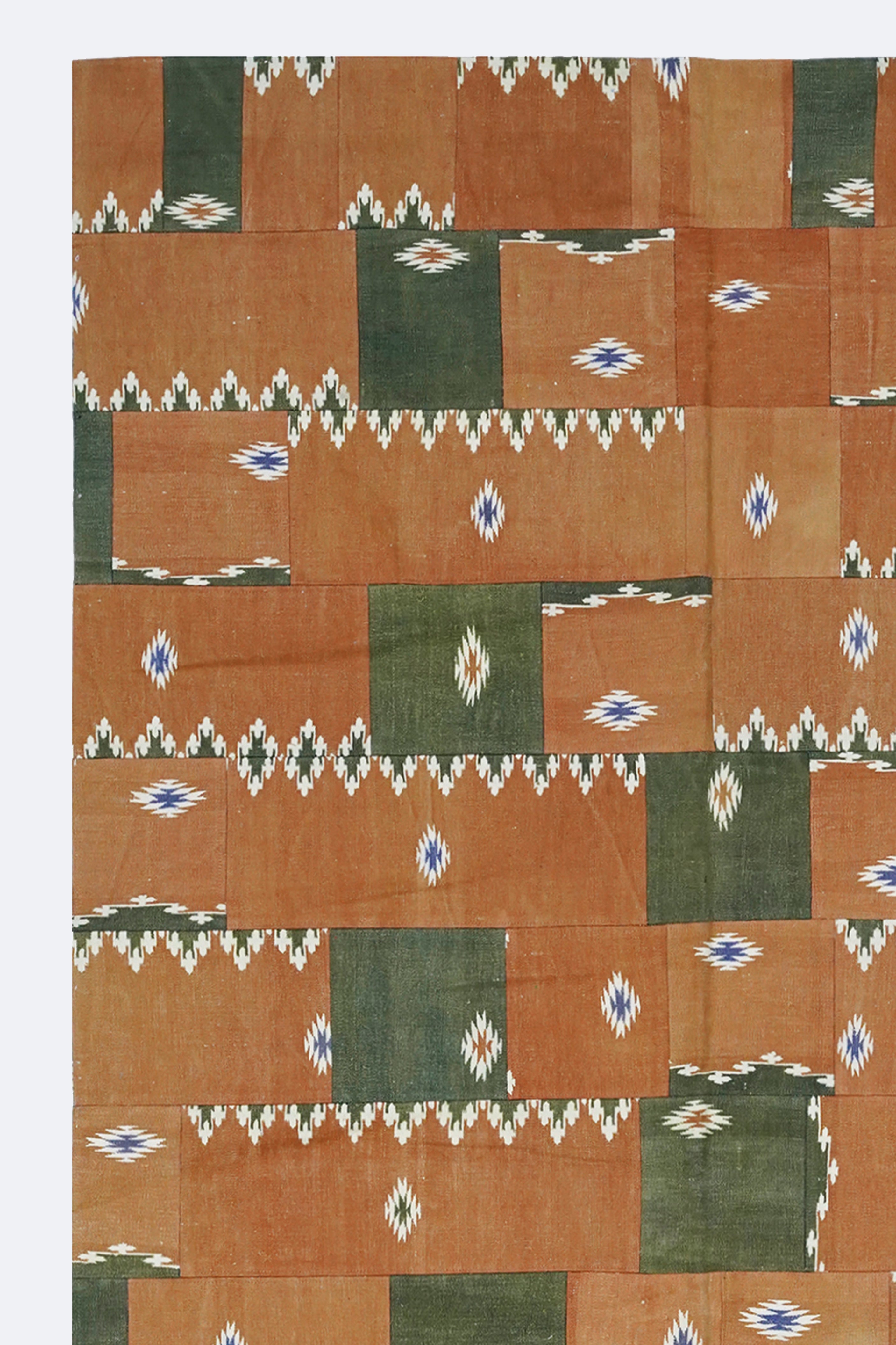 Traditional Patterned Tan Patchwork Rug