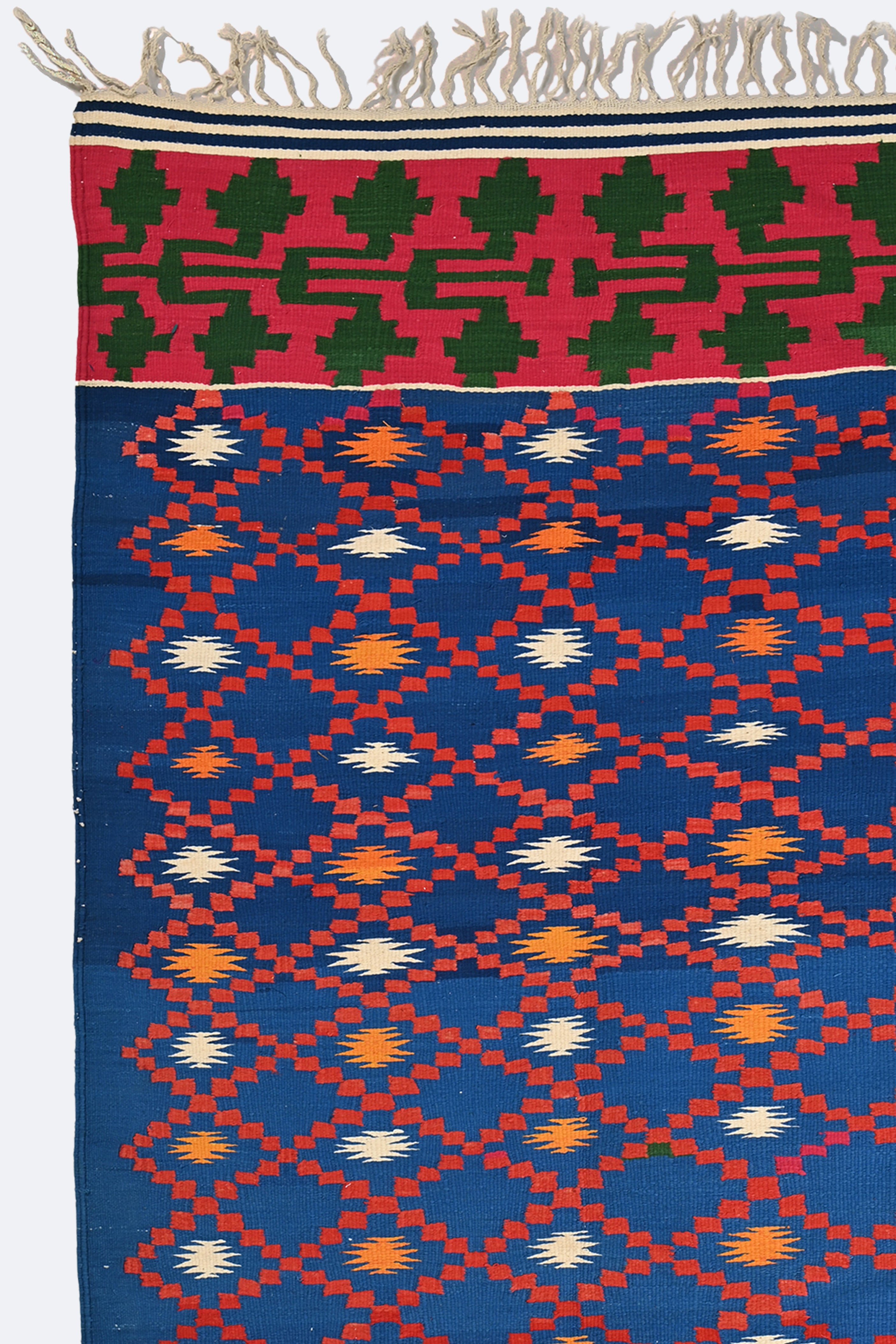 Blue Reversible Handmade Punjabi Dhurrie