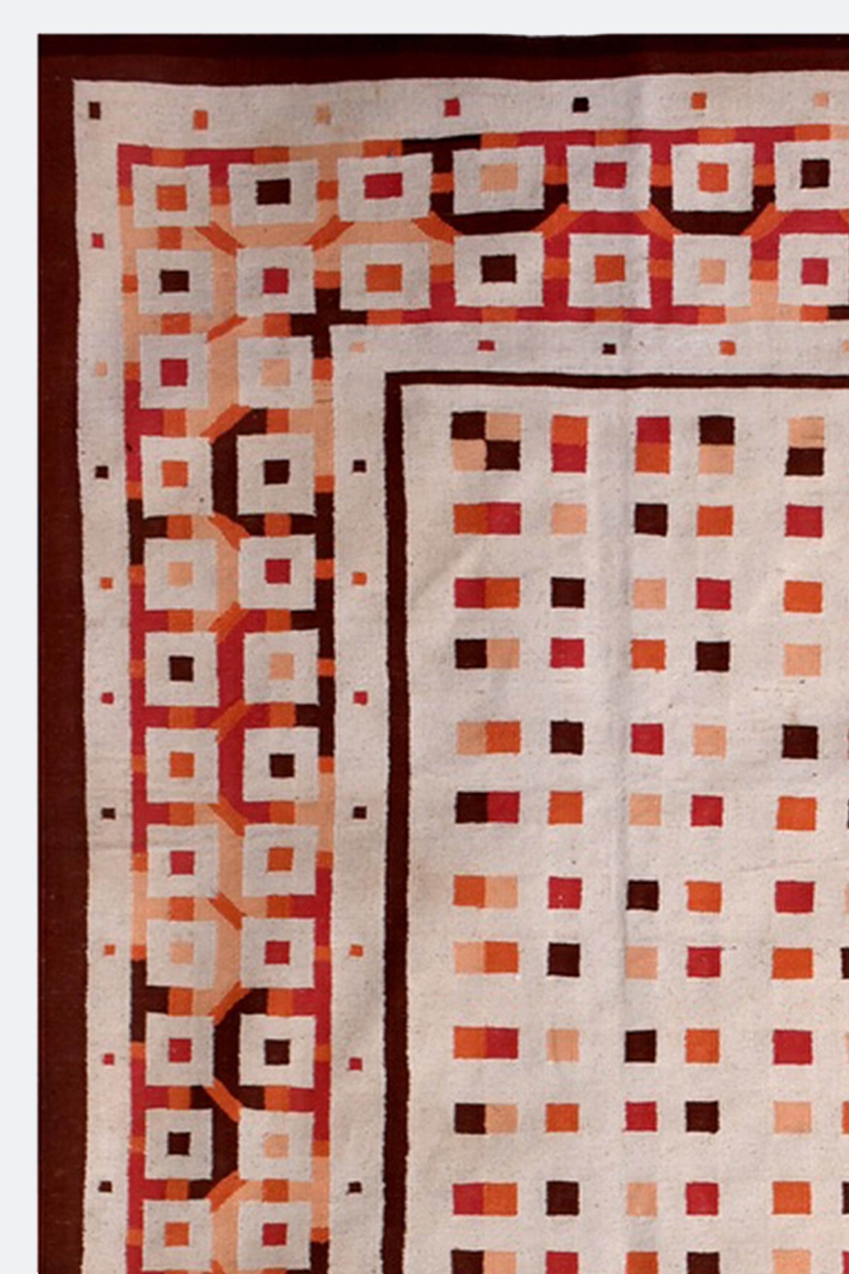 Beige and Terracotta Cotton Handwoven Rug