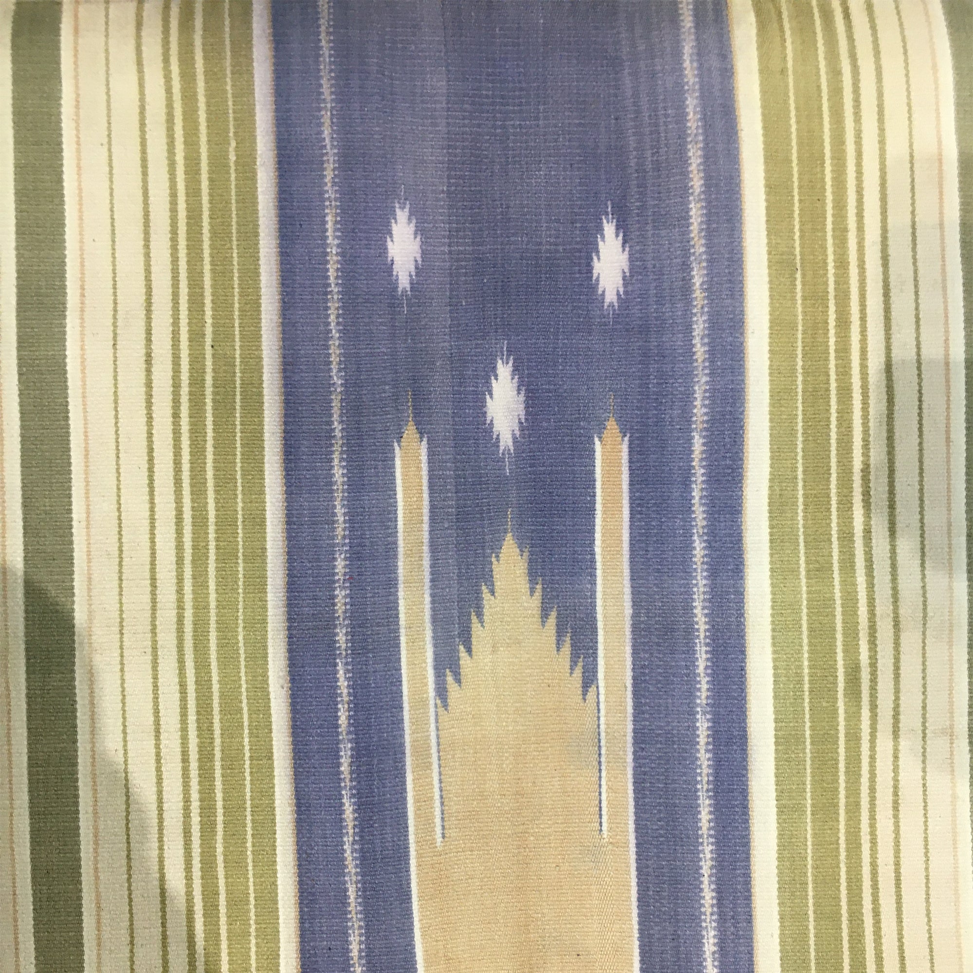Jainamaz Cotton Prayer Rug in olive and indigo blue