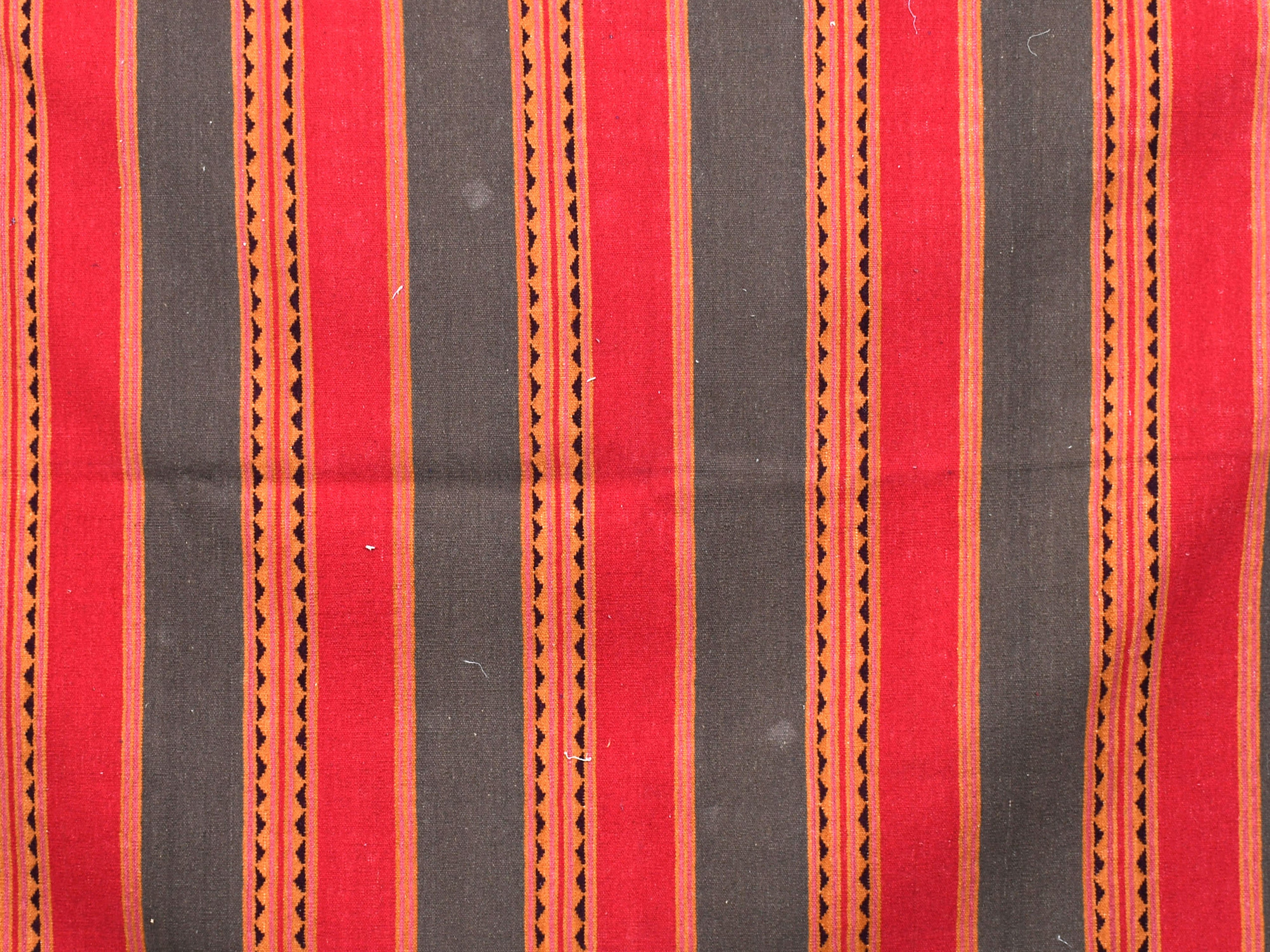 Handwoven Stripped Rug in Brick red, Brown and Mustard yellow- Wool