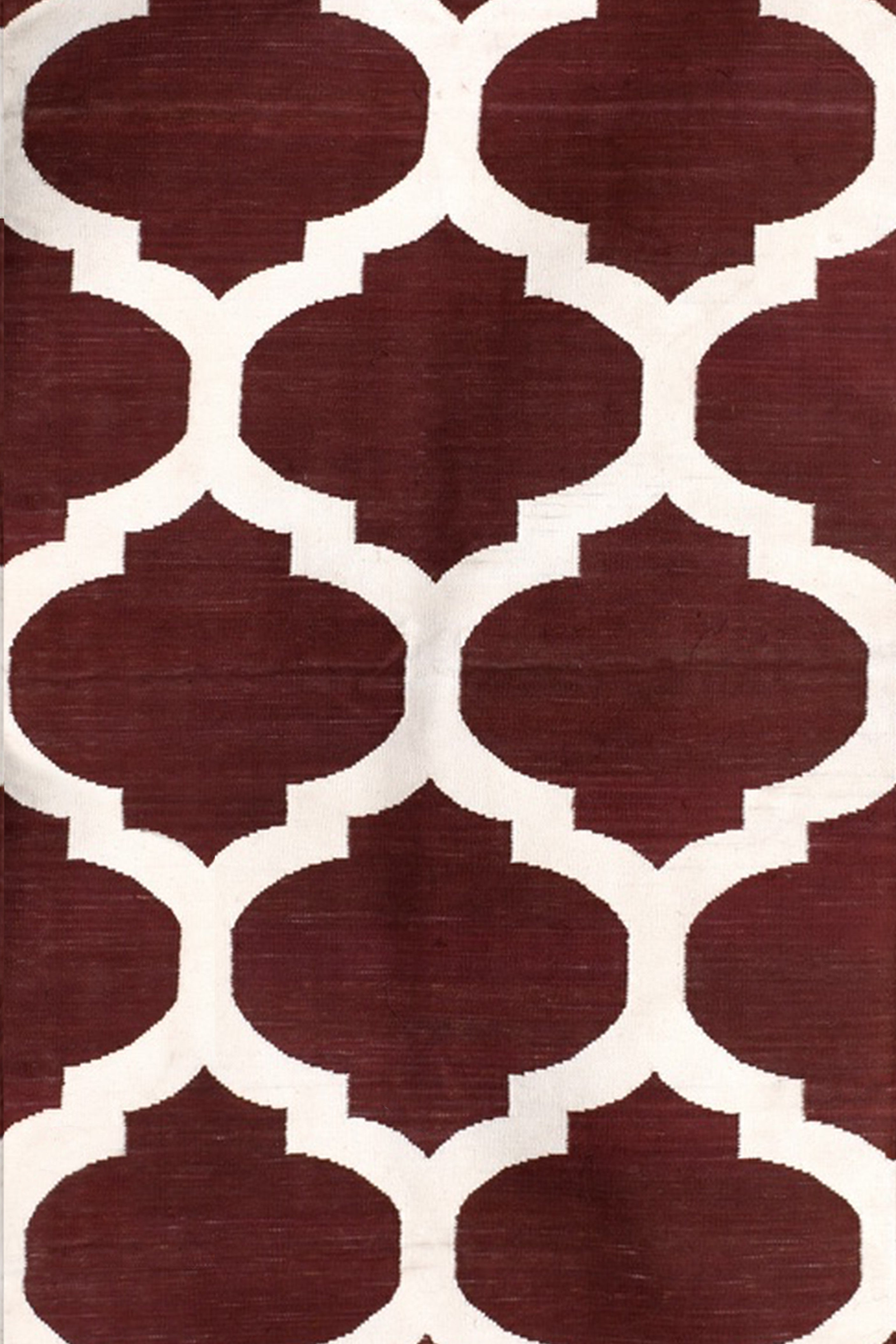 Crimson Trellis Handwoven Cotton Runner