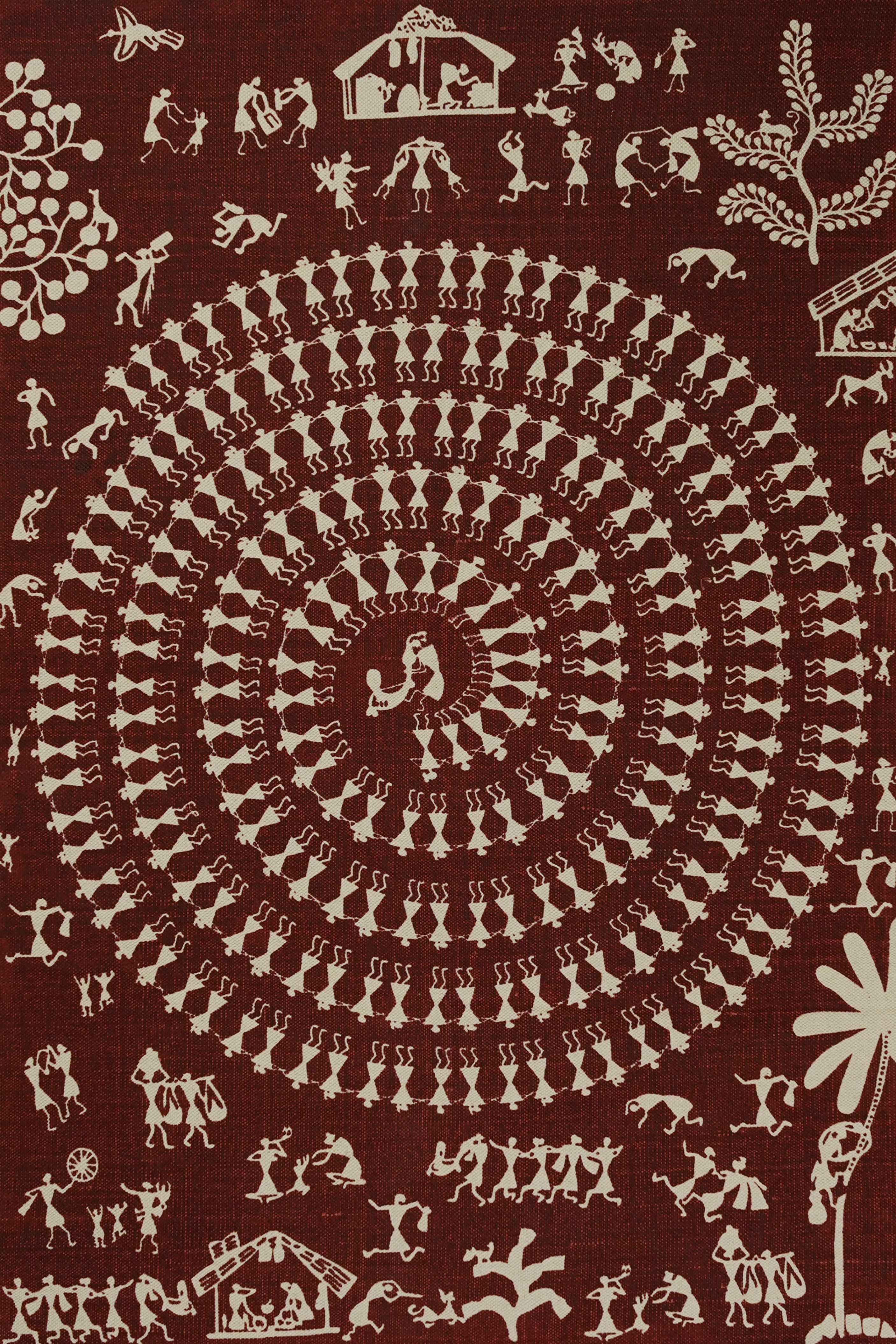 Tribal Circle Screen Printed Rug – Rust