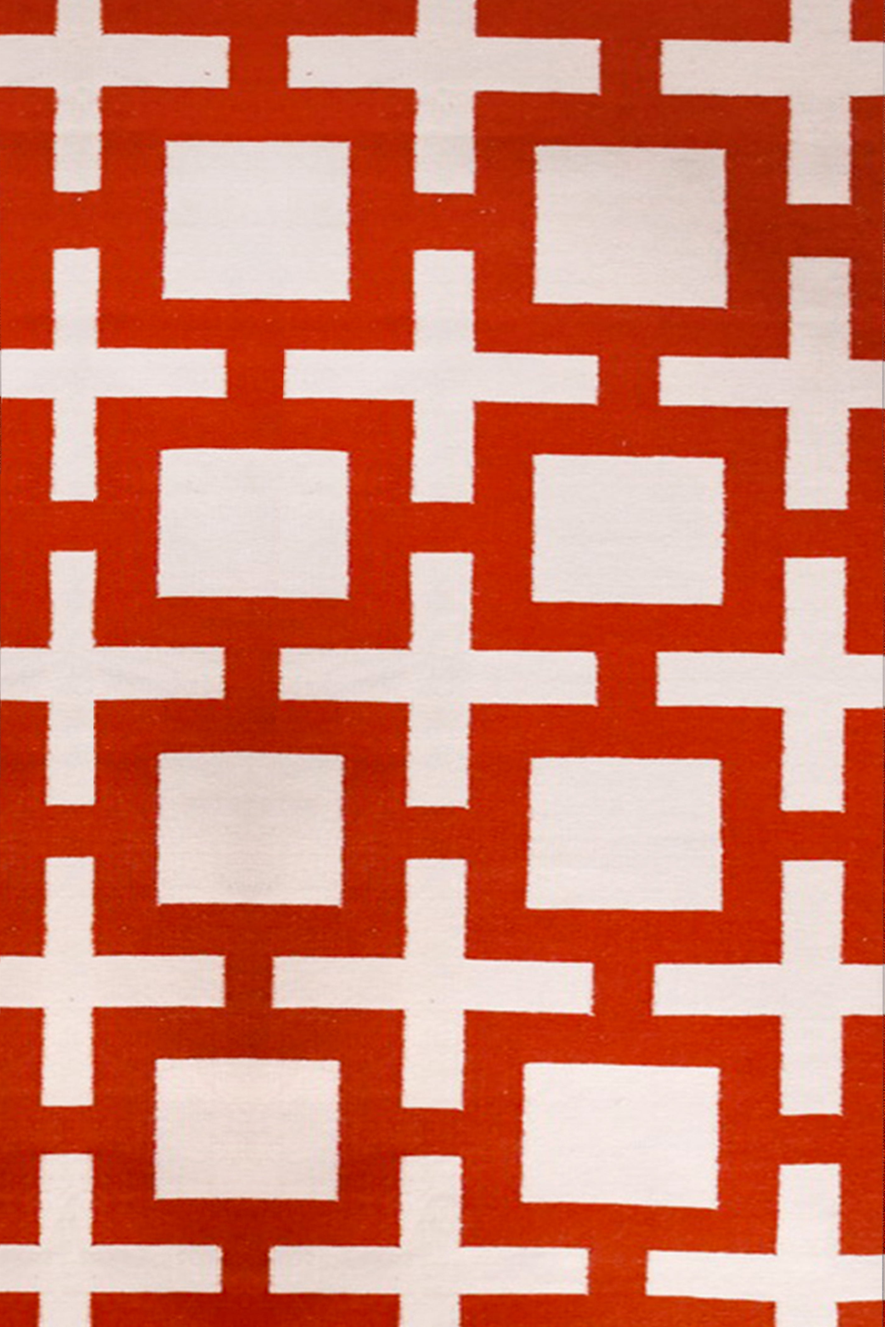 Rust Grid Handwoven Cotton Runner