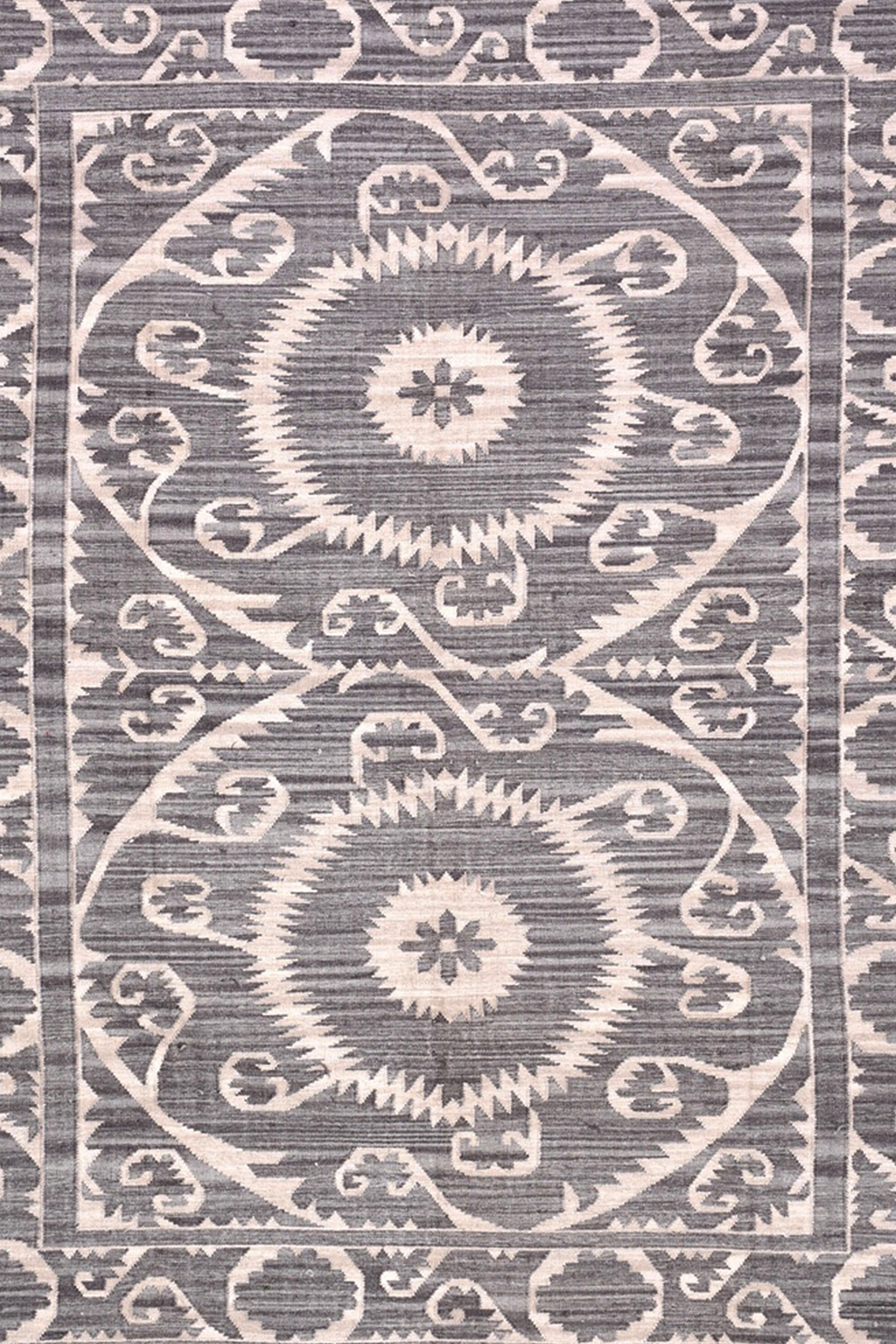 Modern Suzani Handwovene Reversible Woolen Rug