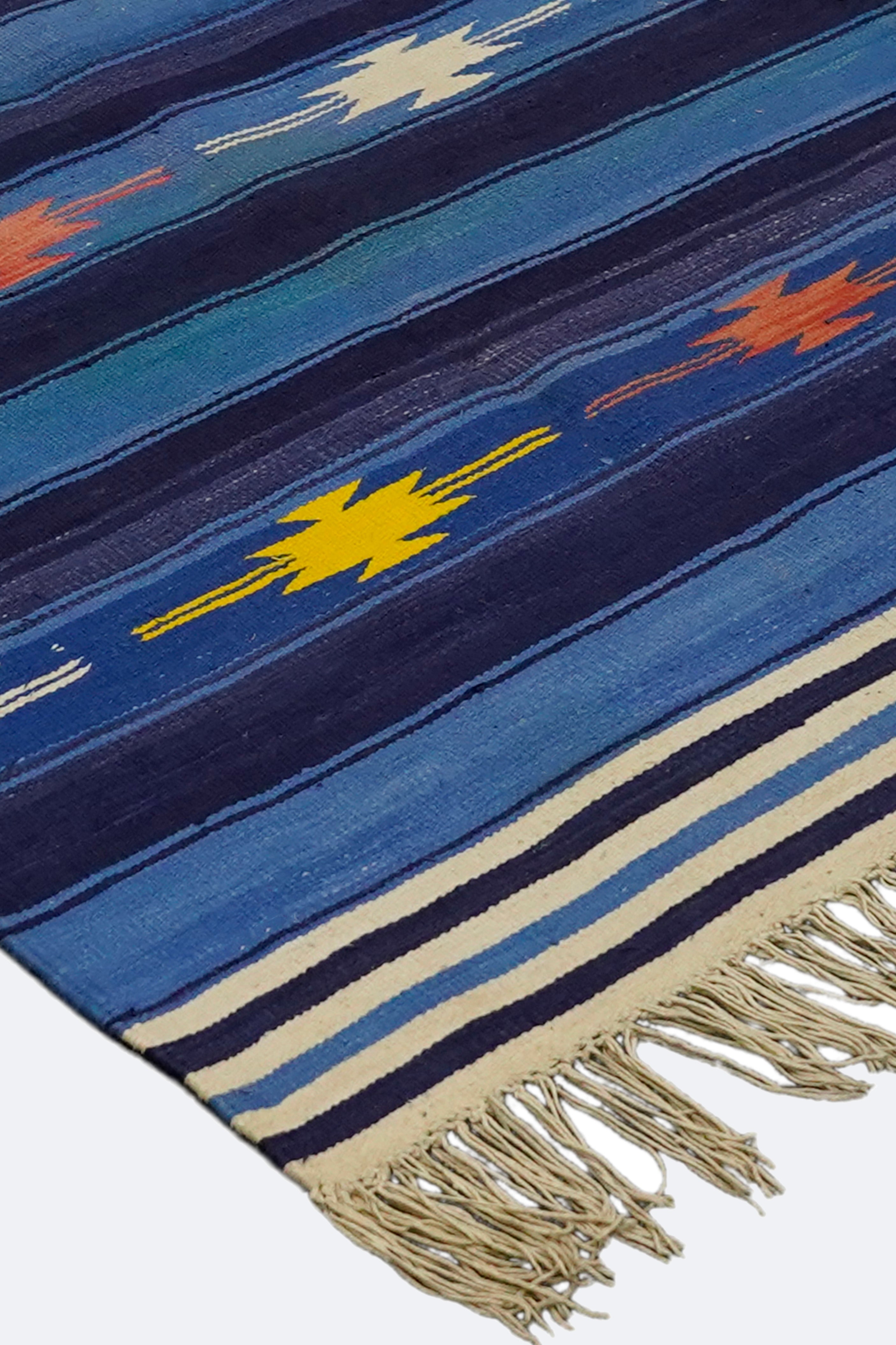 Blue Horizon Striped Punjabi Dhurrie