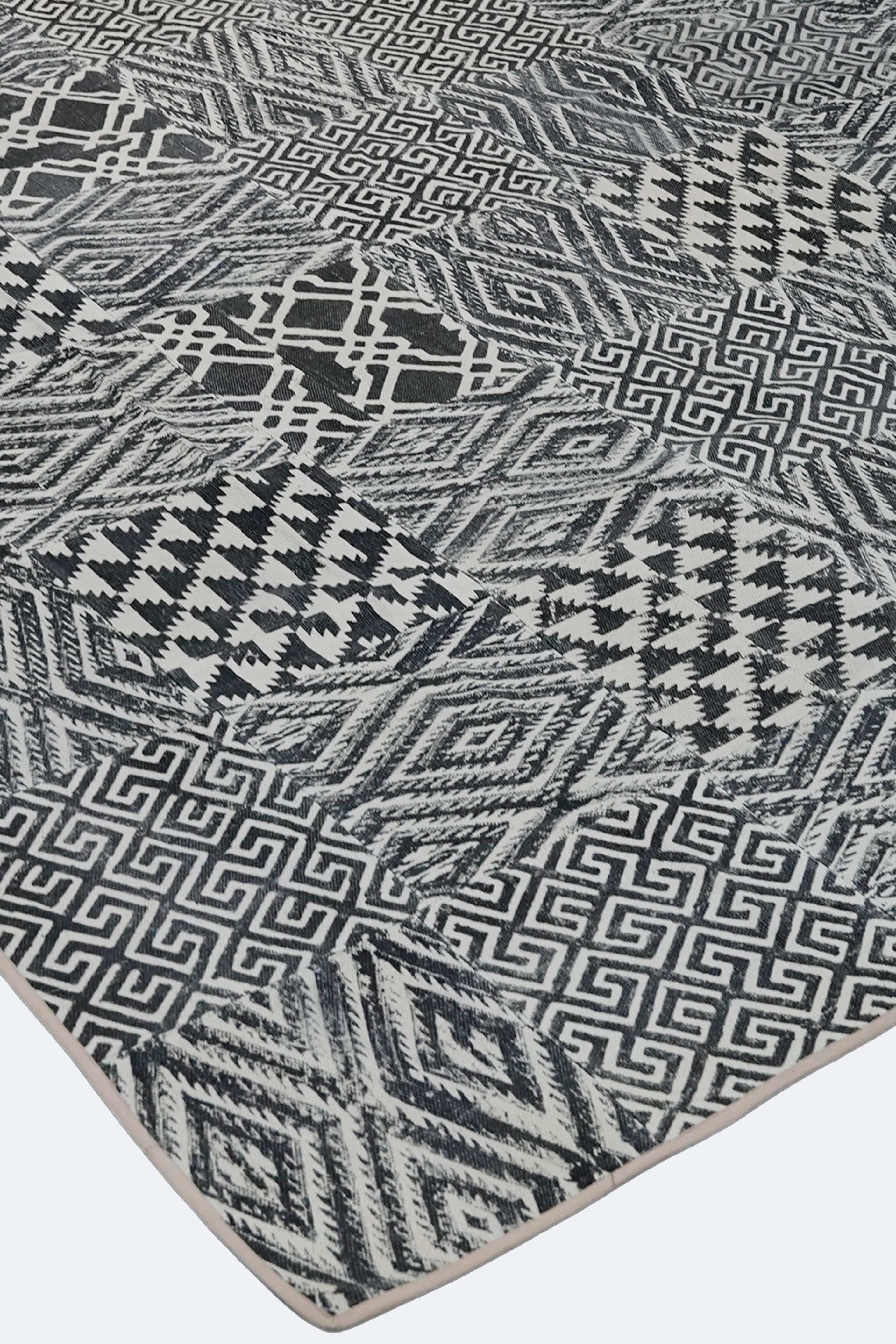 Contemporary Geometric Patchwork Rug