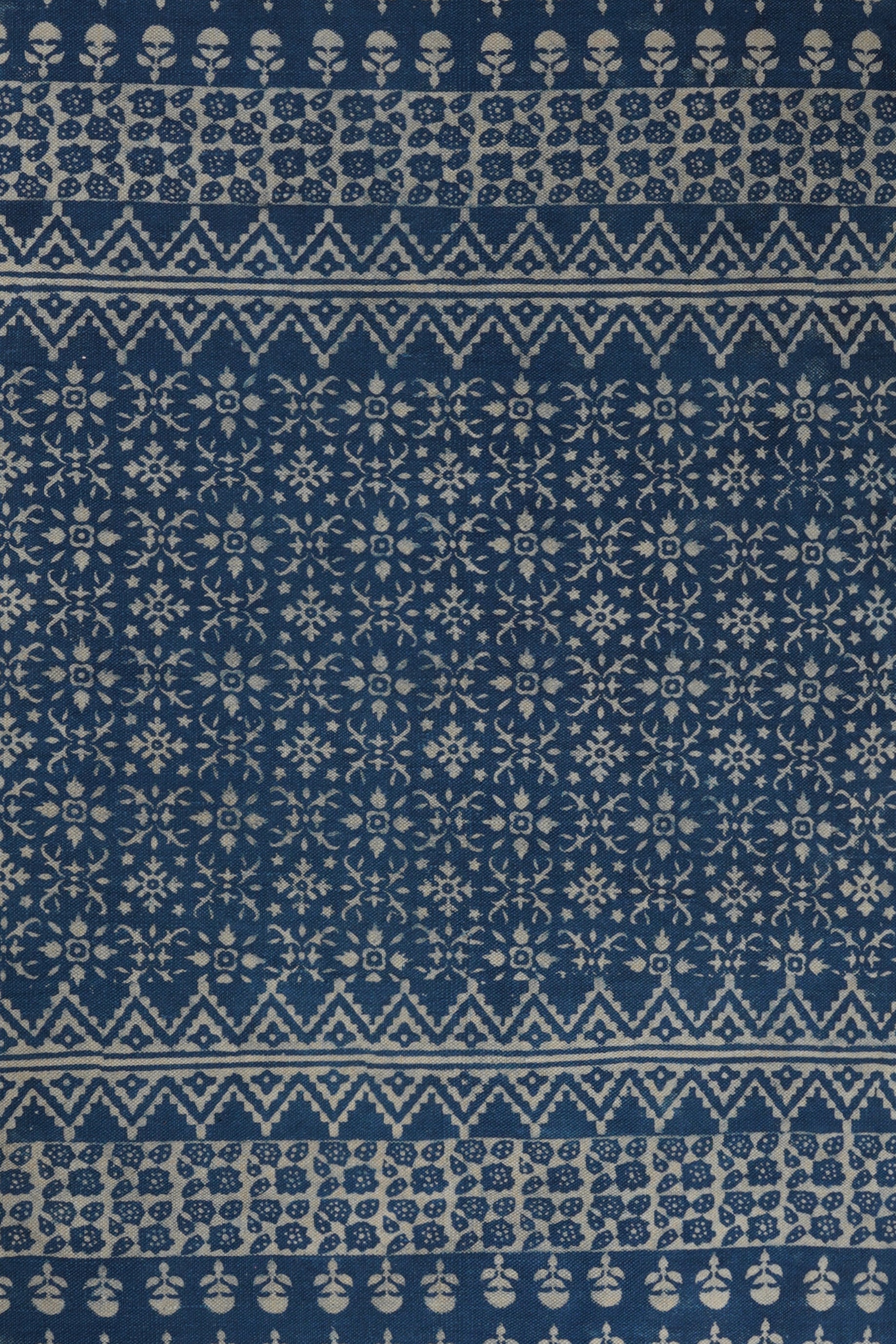 Indigo Mosaic Block Printed Rug