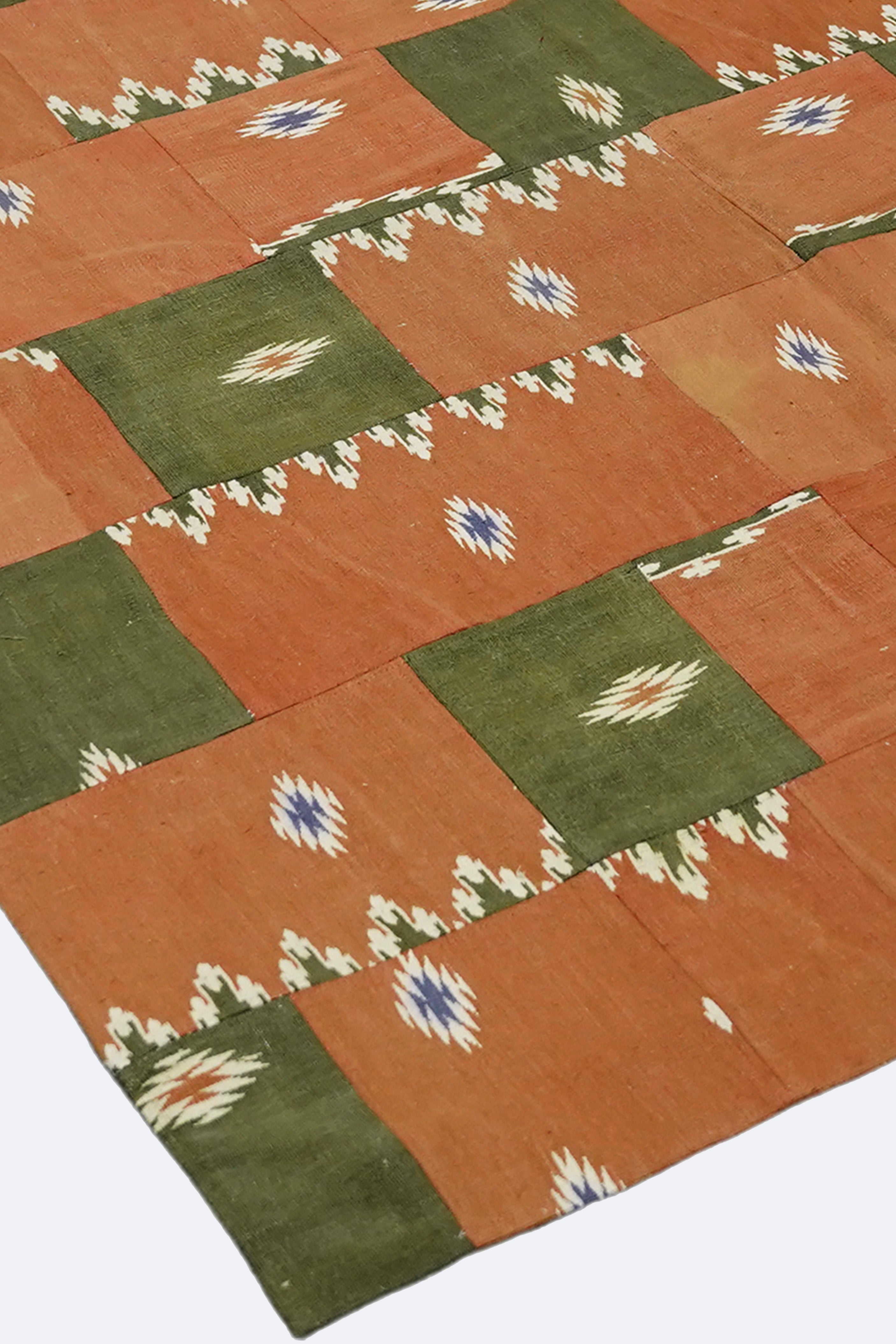 Traditional Patterned Tan Patchwork Rug
