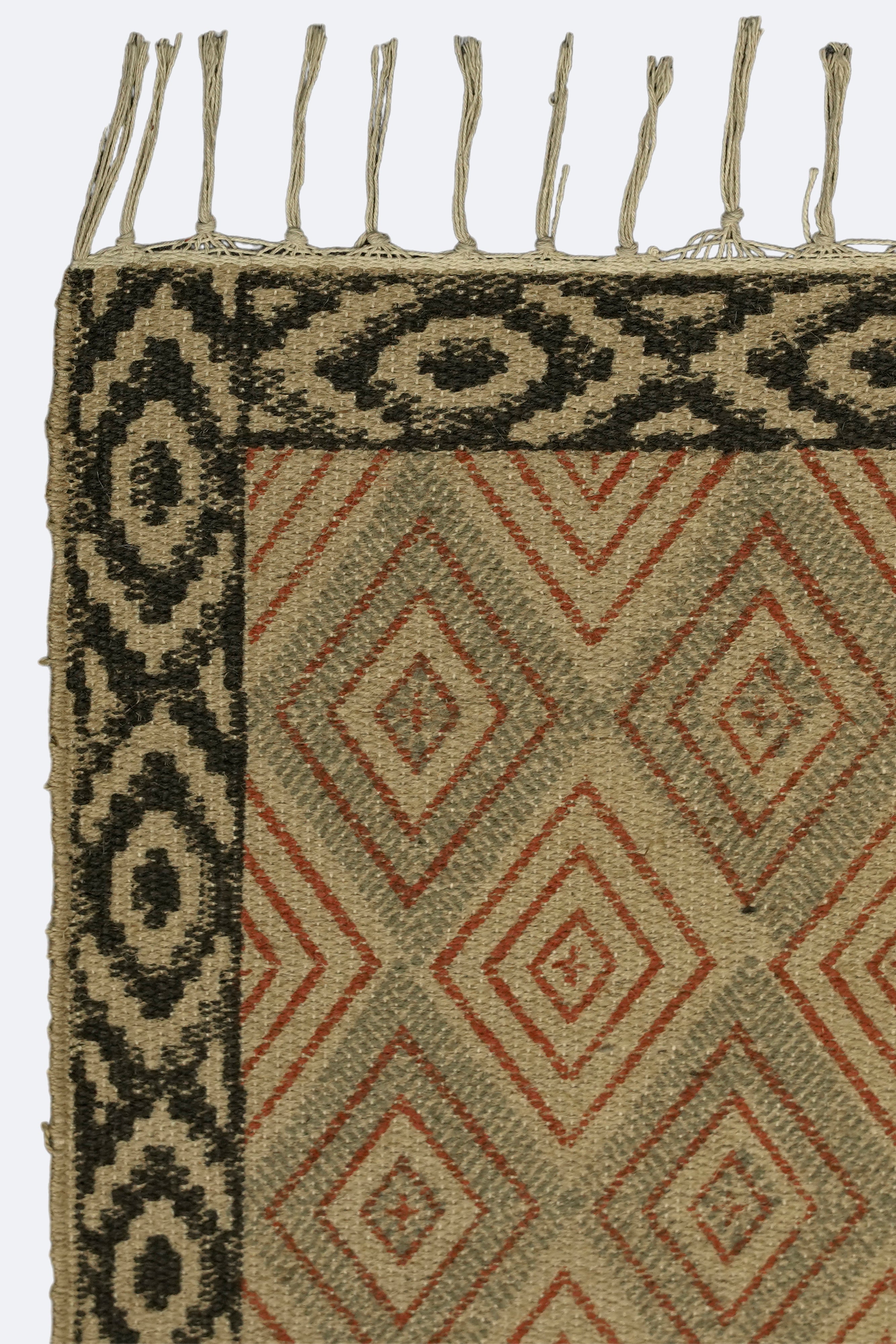 Diamond Block-Printed Jute Rug