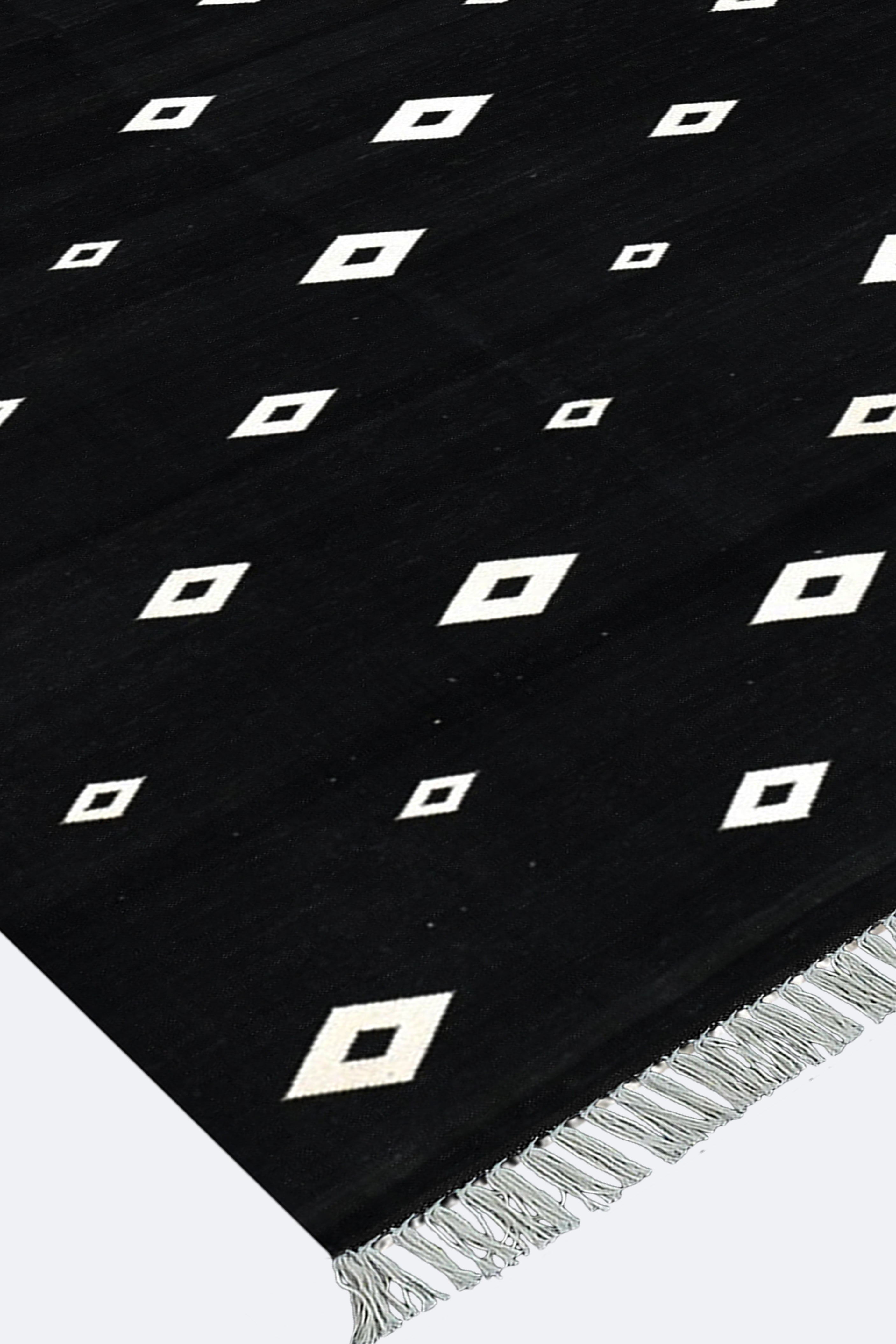 Monochrome Diamond Handwoven Cotton Runner