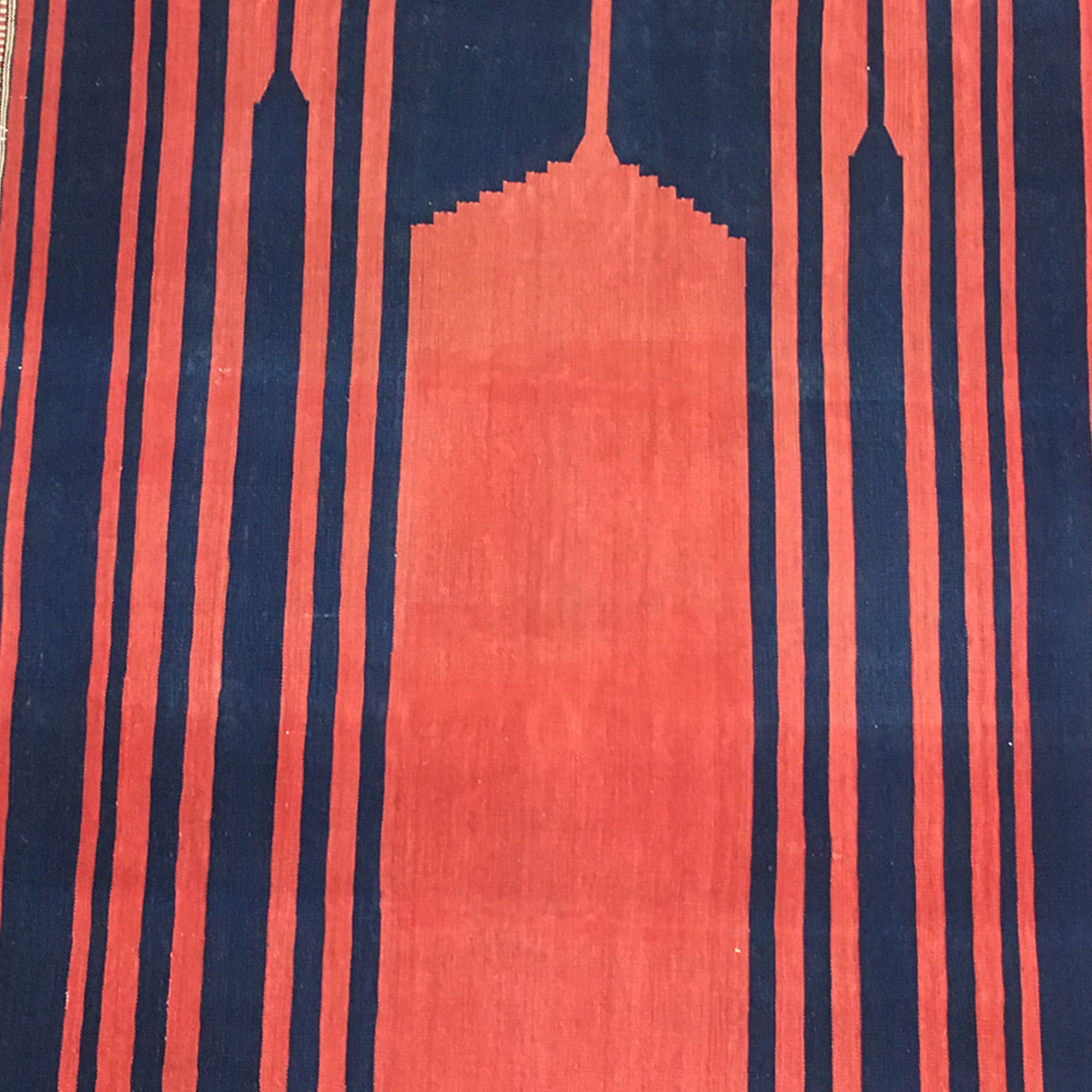 Jainamaz Prayer Rug in Brick Red and Navy Blue
