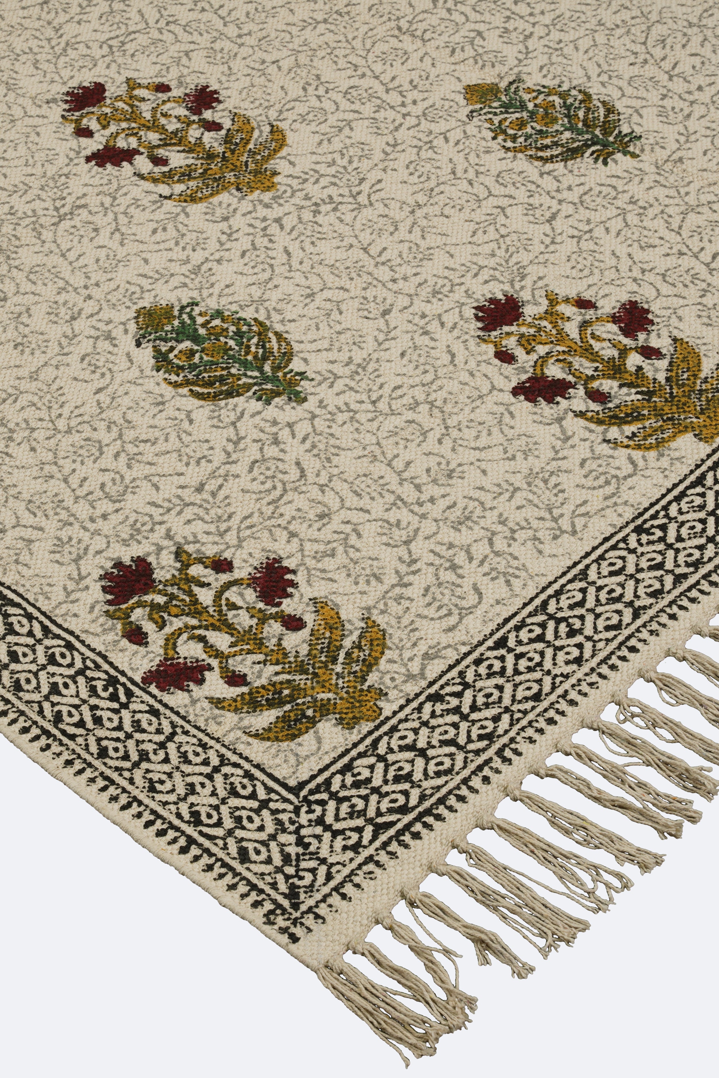 Mughal Tree Block Printed Cotton Rug