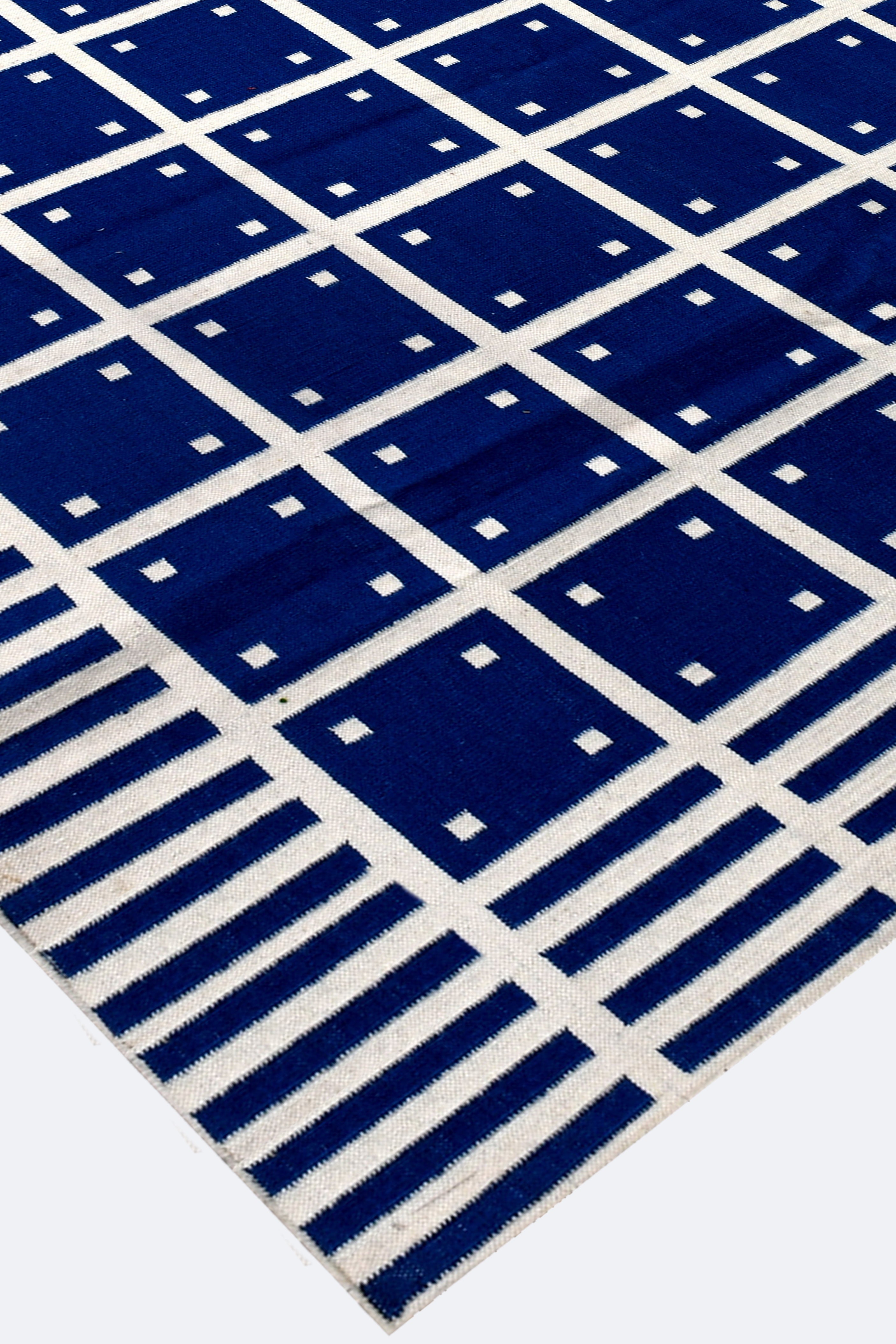 Modern Coastal Indigo Reversible Flatweave Rug