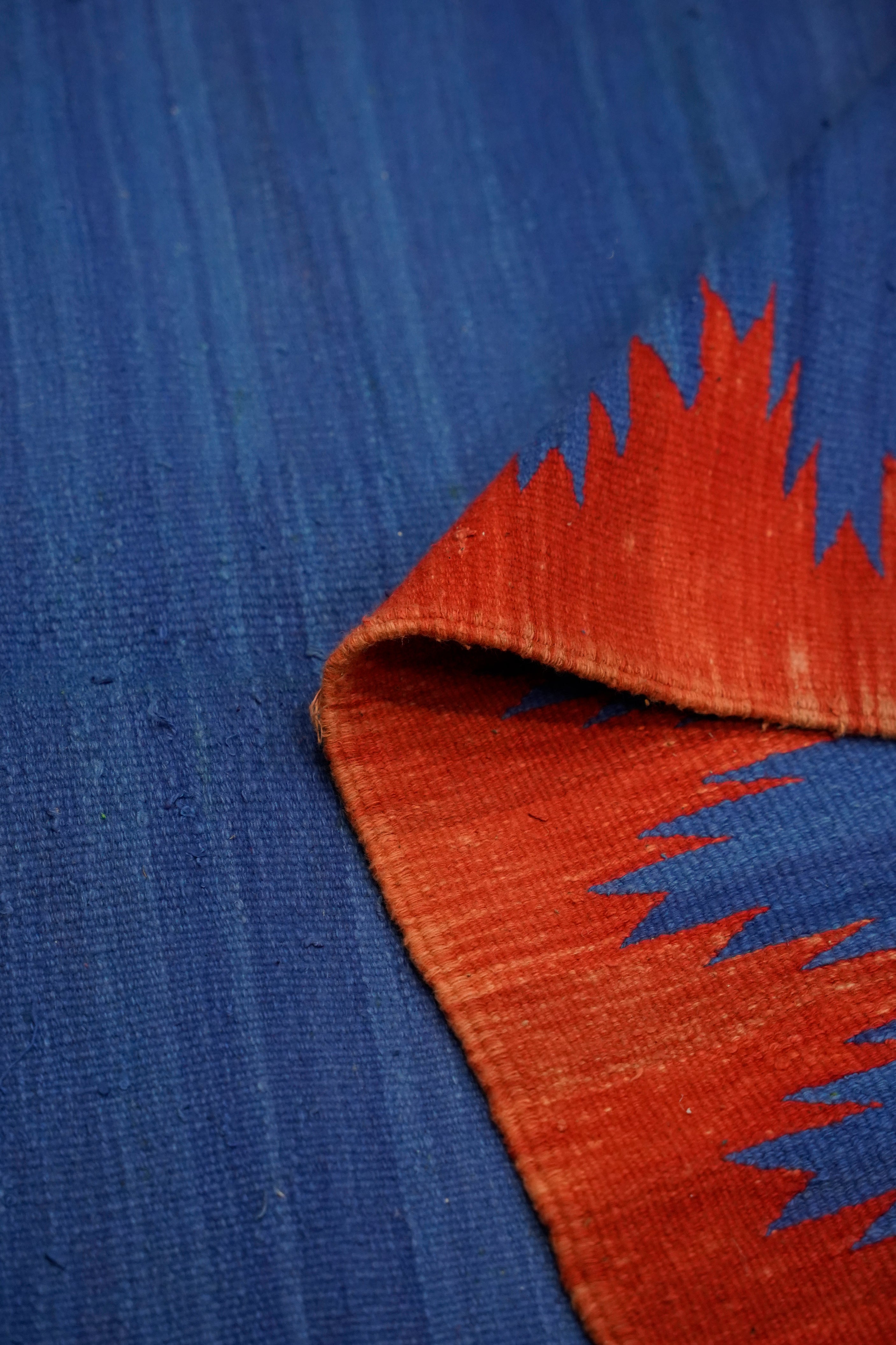 Handwoven Blue & Red Punjabi Dhurrie