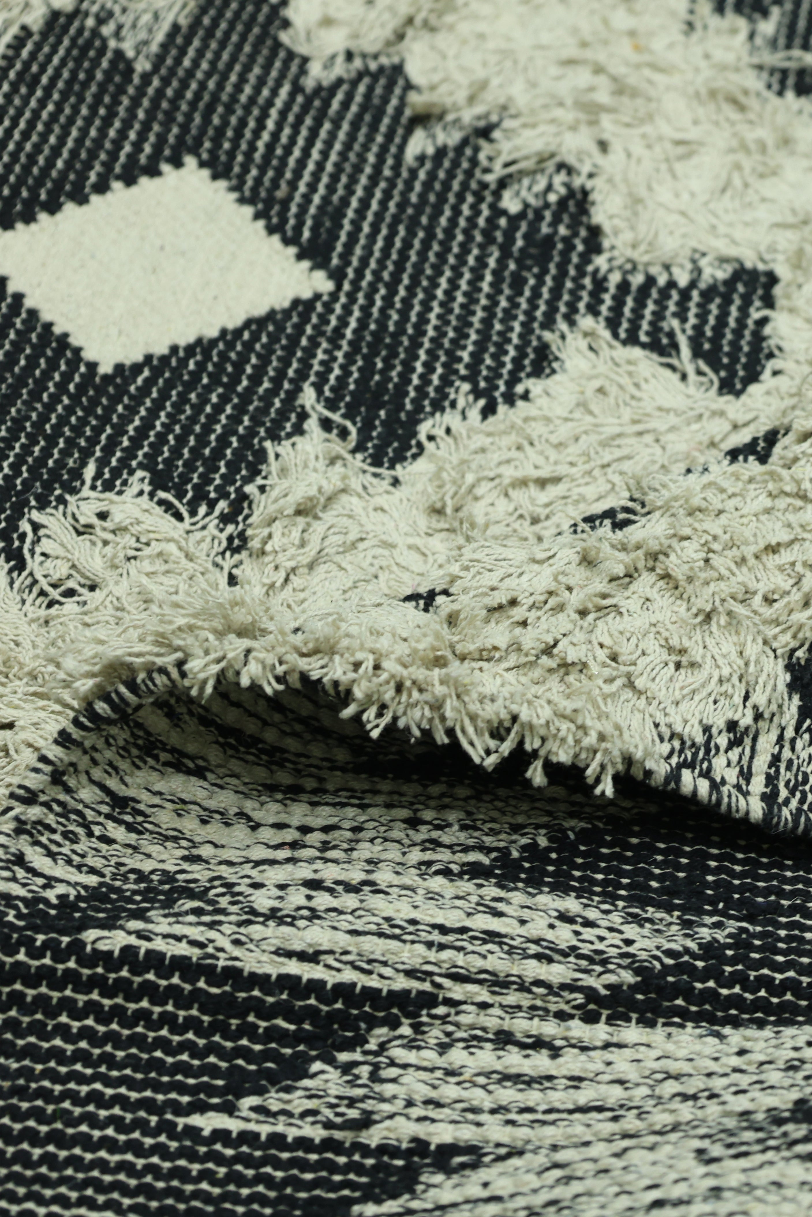 Nomad Crest Handmade Cotton Moroccan Pile Rug