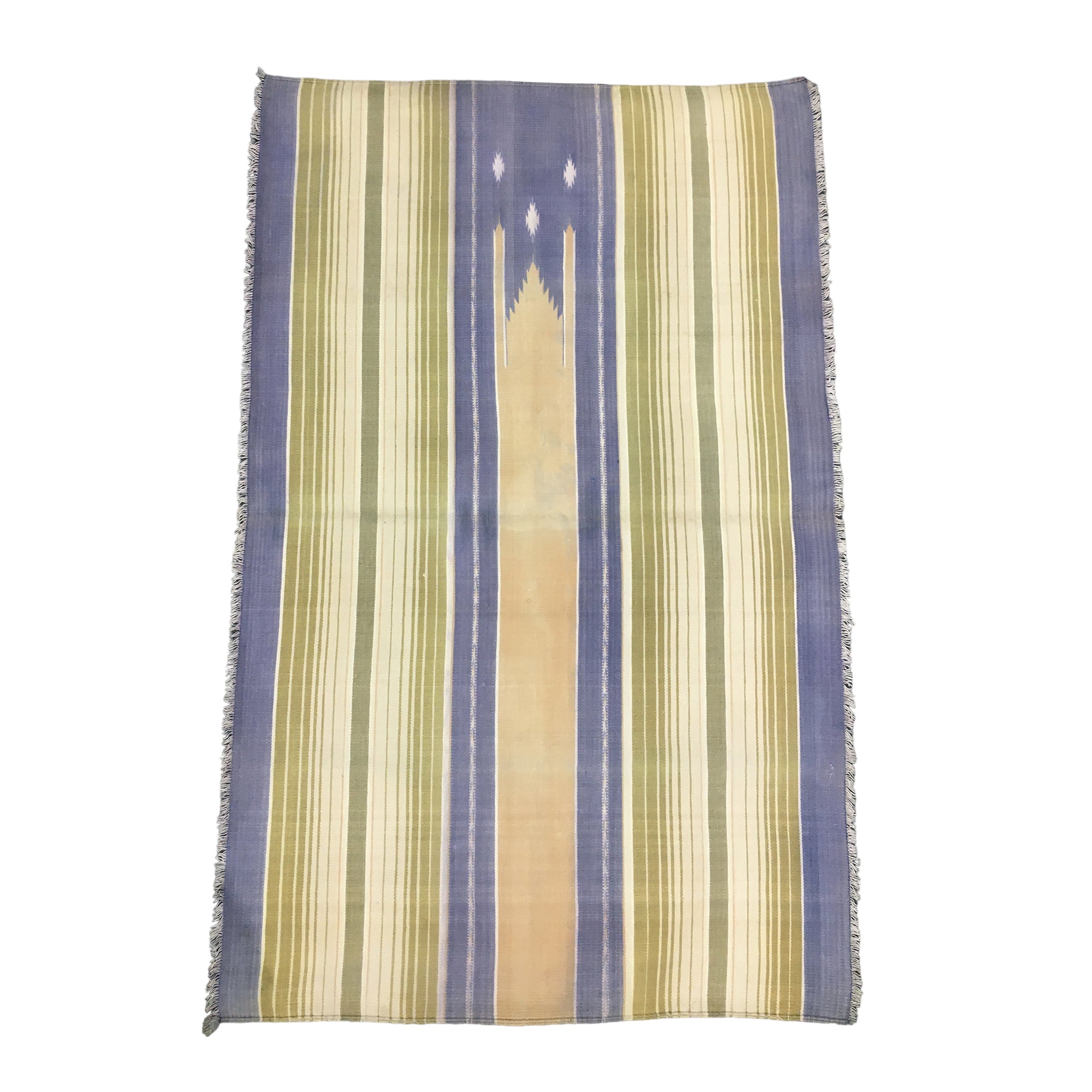 Jainamaz Cotton Prayer Rug in olive and indigo blue