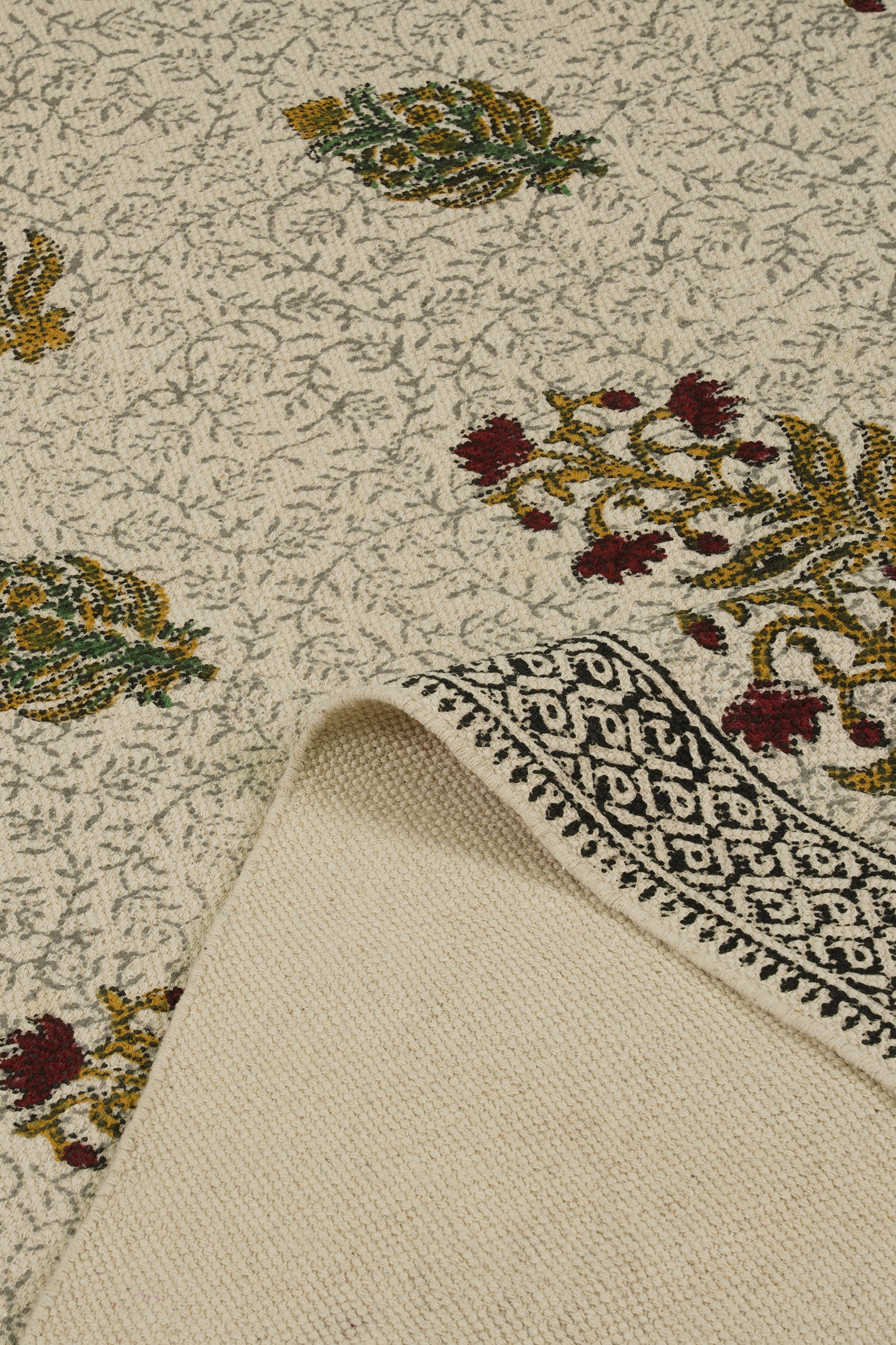 Mughal Tree Block Printed Cotton Rug