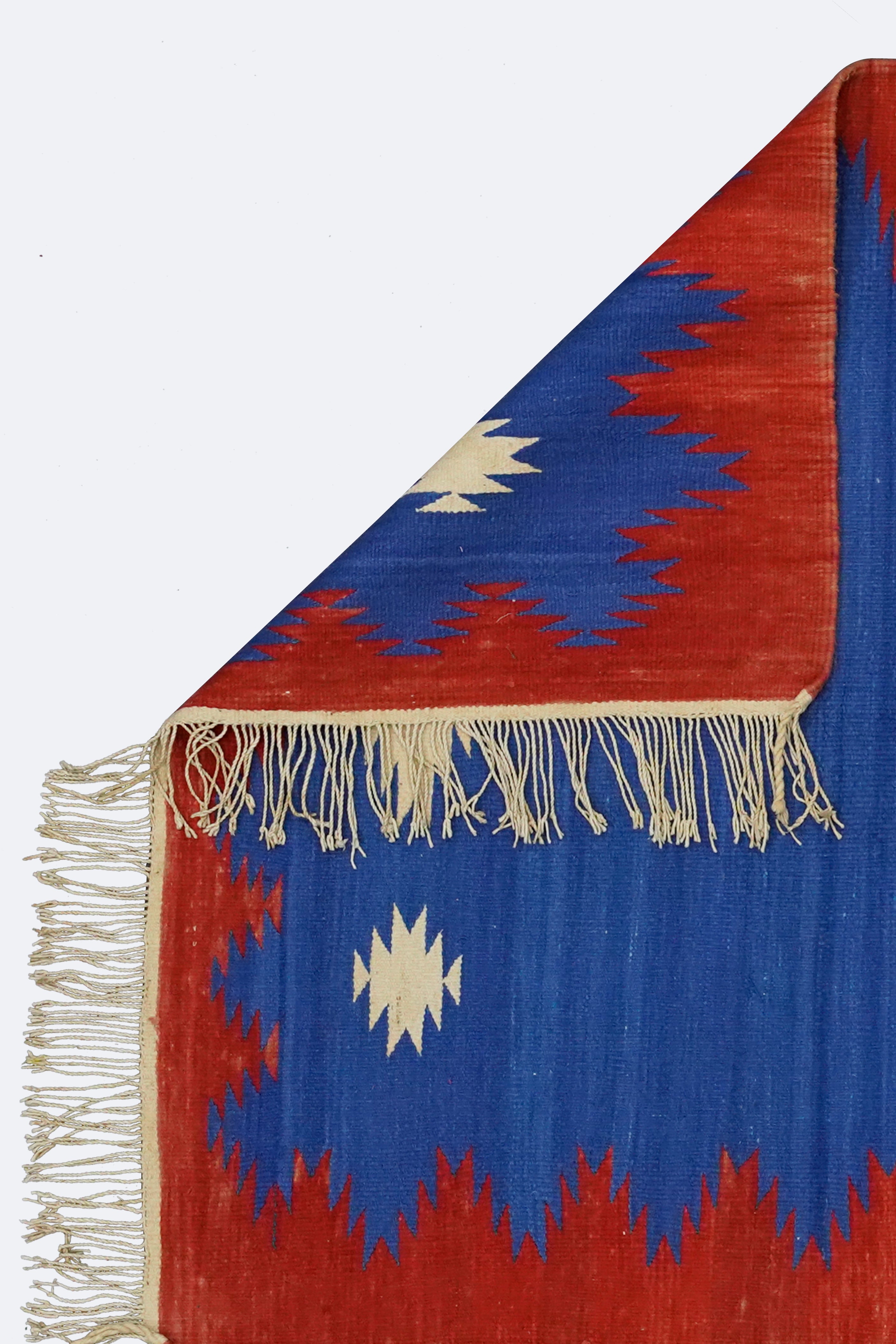 Handwoven Blue & Red Punjabi Dhurrie
