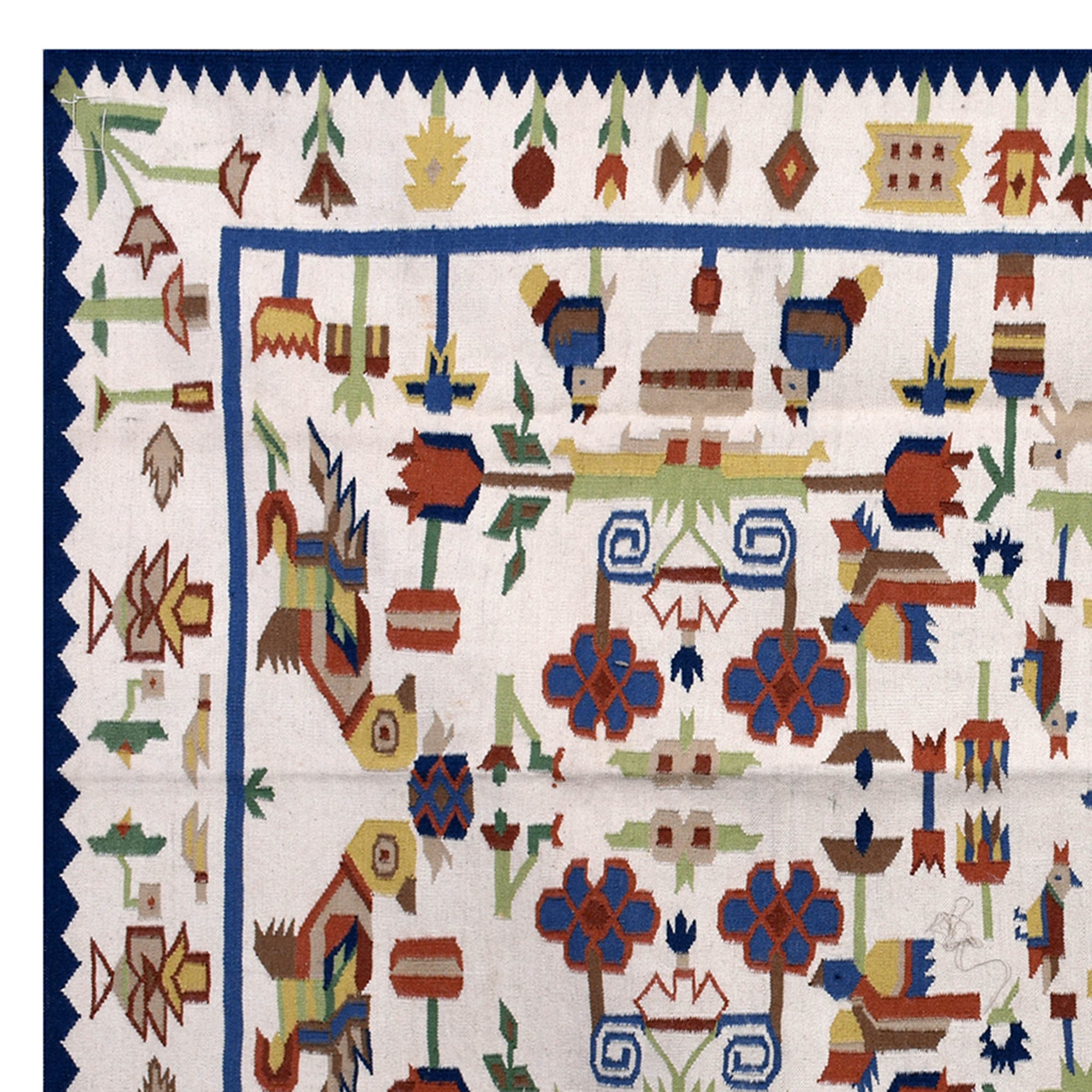 Handwoven Wool Rug – Safari Pictorial Dhurrie in Multicolor