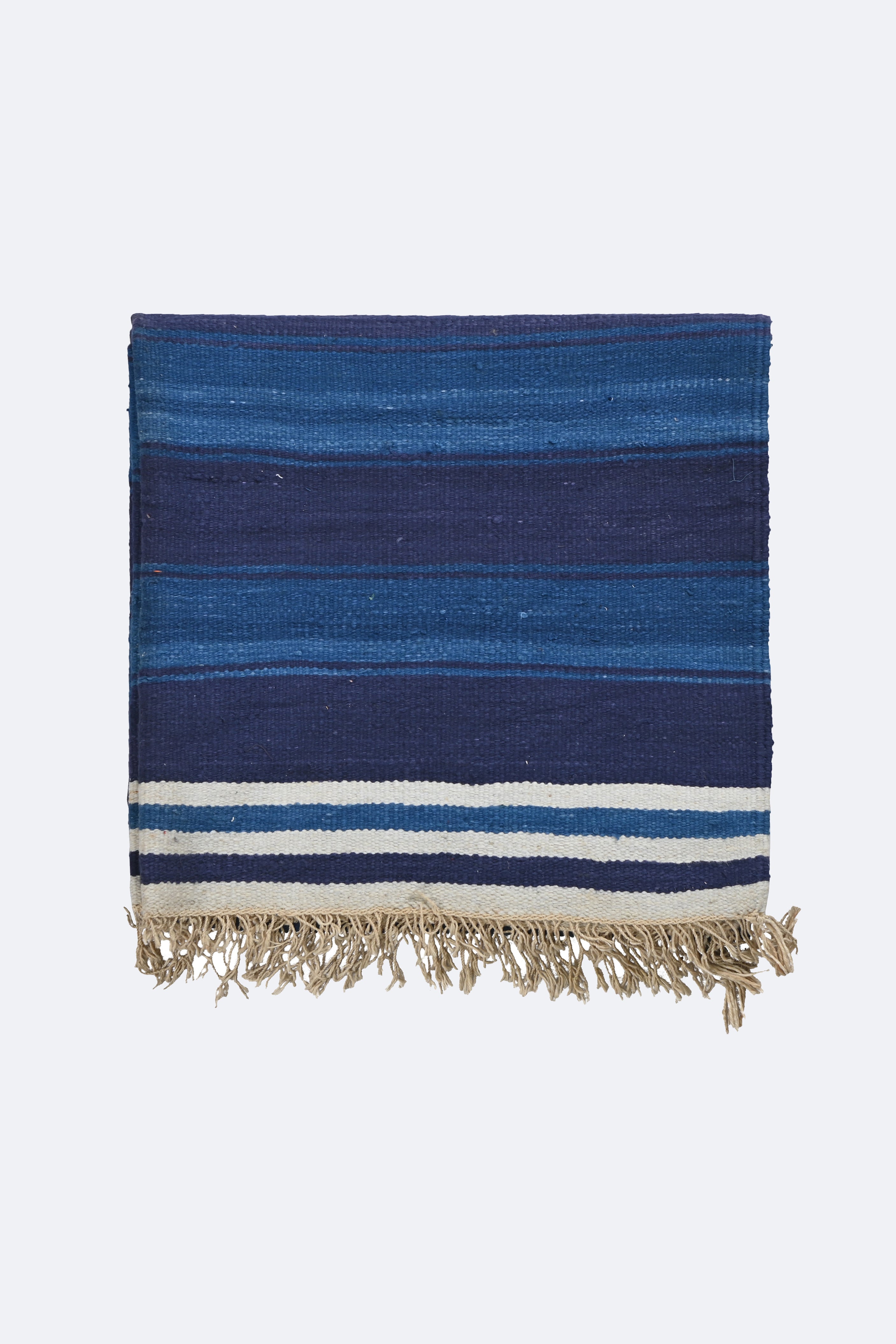 Deep Indigo Striped Punjabi Dhurrie