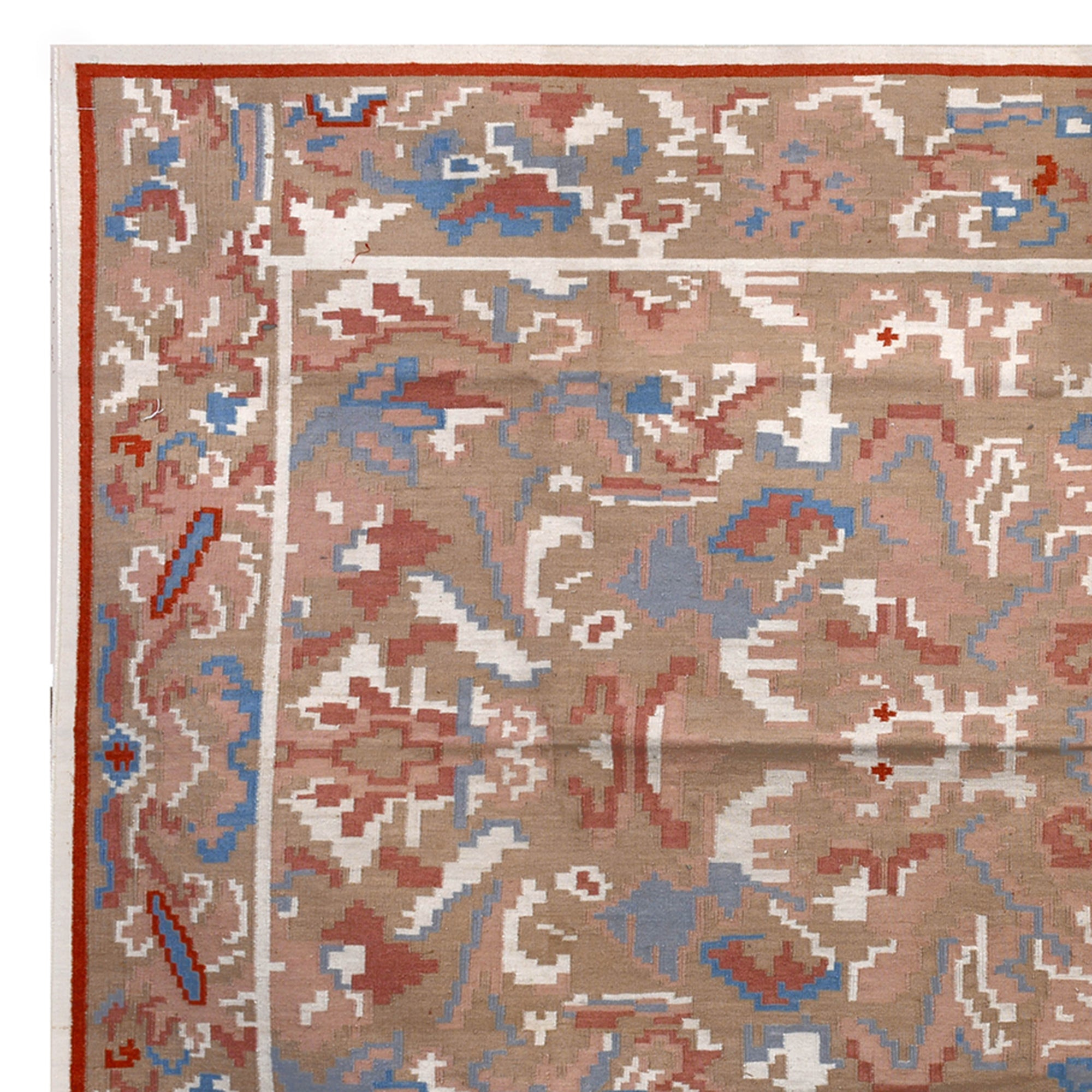 hand woven Floral rug in Brown Base and Wool