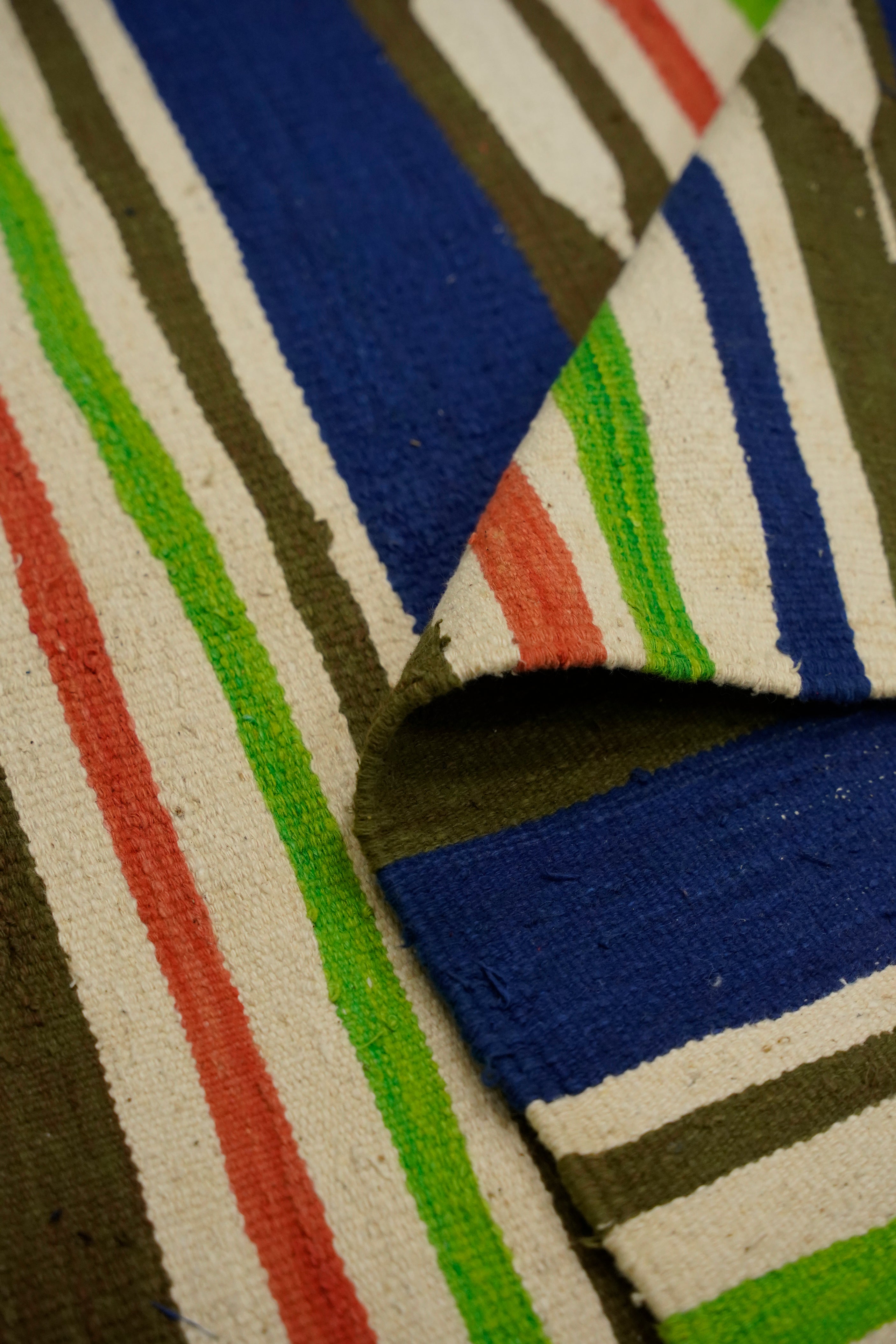 Handwoven Multicolor Striped Punjabi Dhurrie