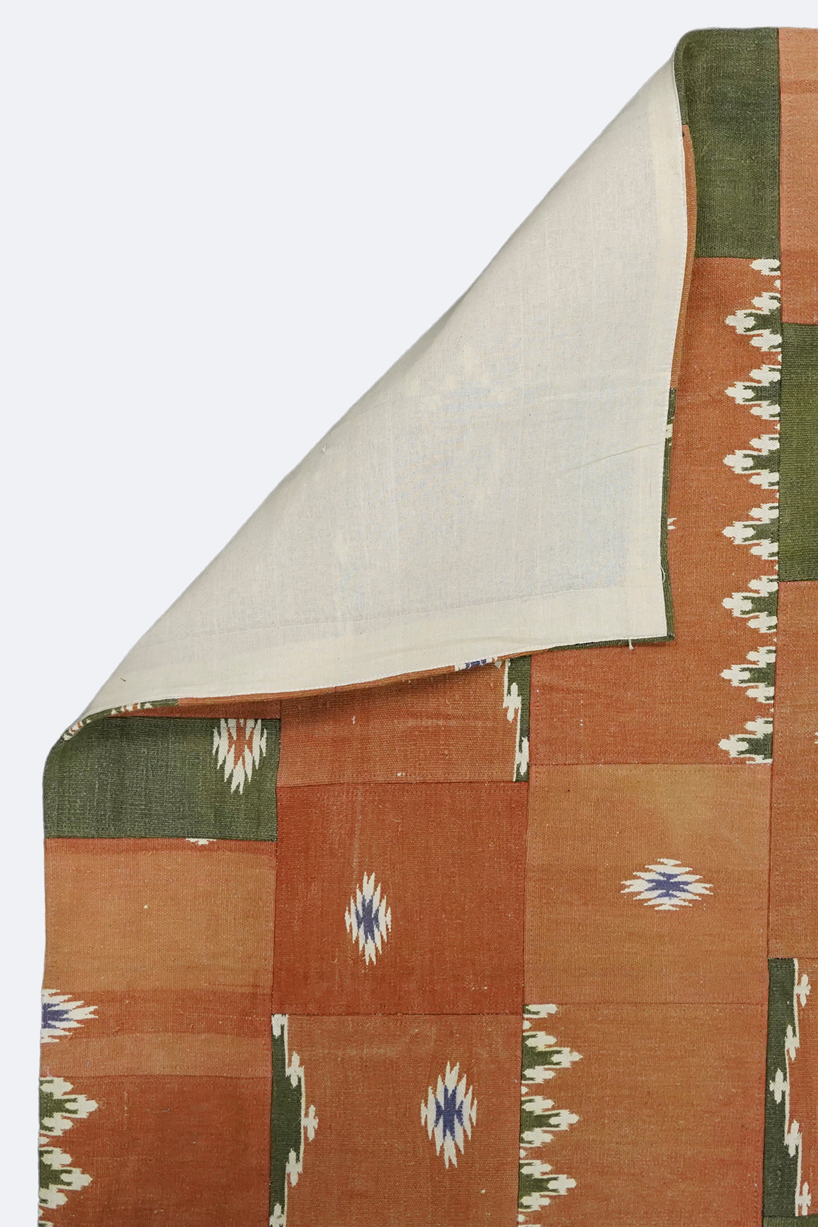 Traditional Patterned Tan Patchwork Rug