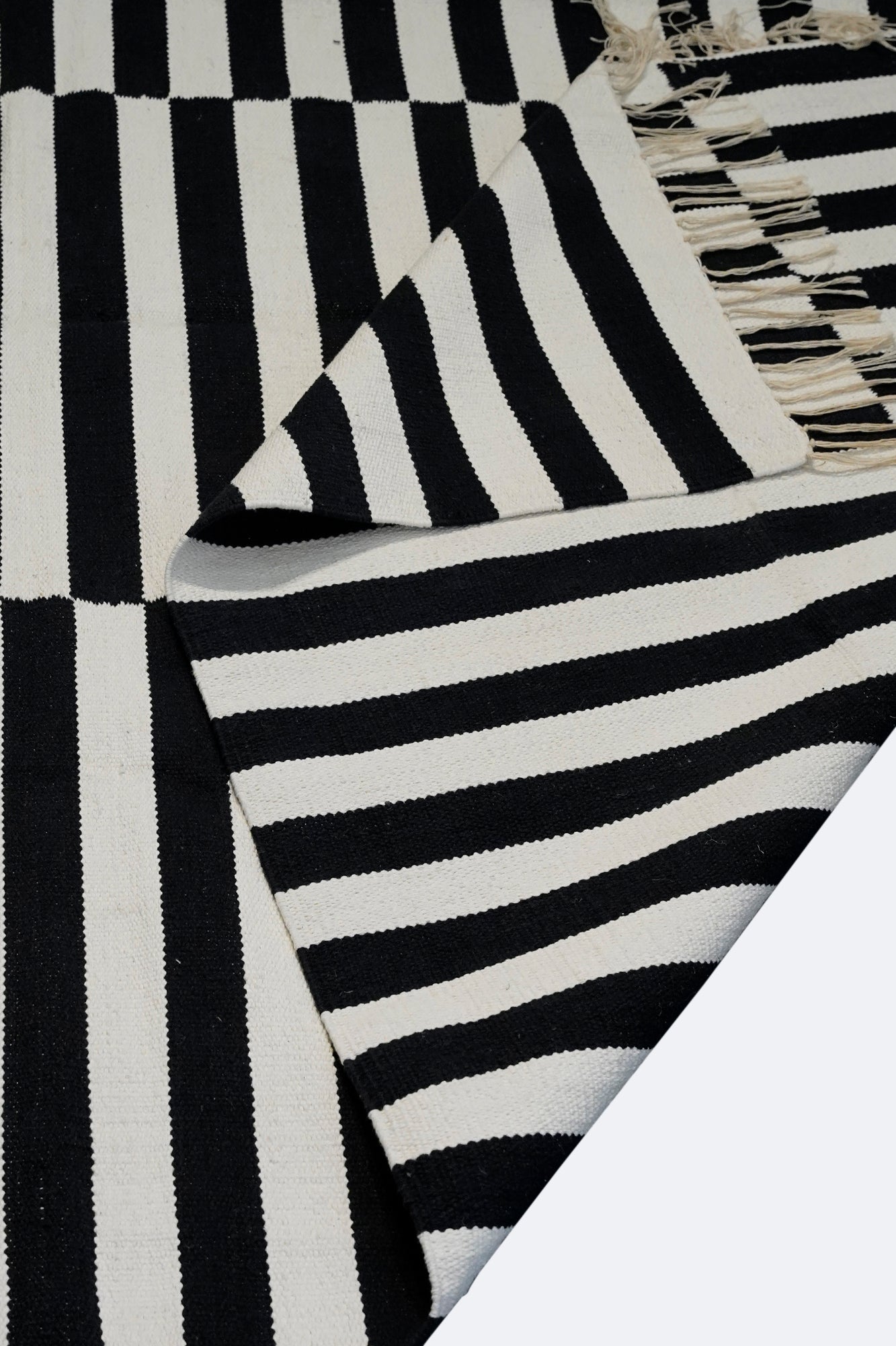 Striped Grid Flatweave Rug